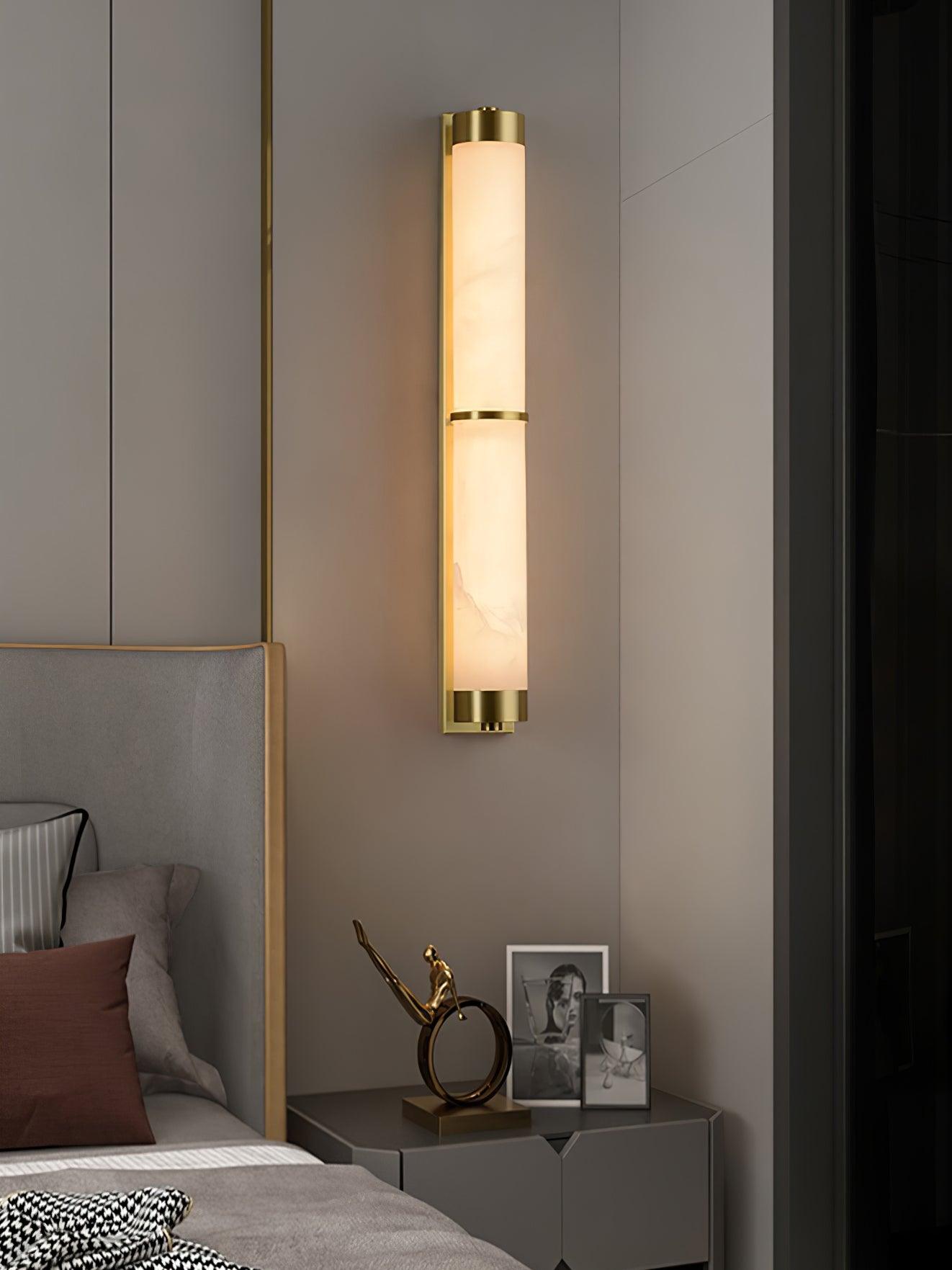 Cylindra Alabaster Brass Wall Light - Cueteks