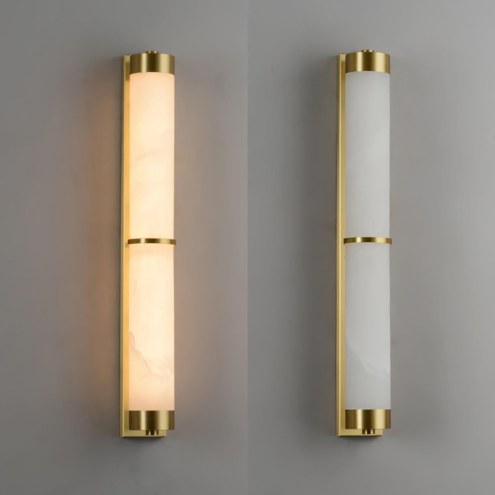 Cylindra Alabaster Brass Wall Light - Cueteks