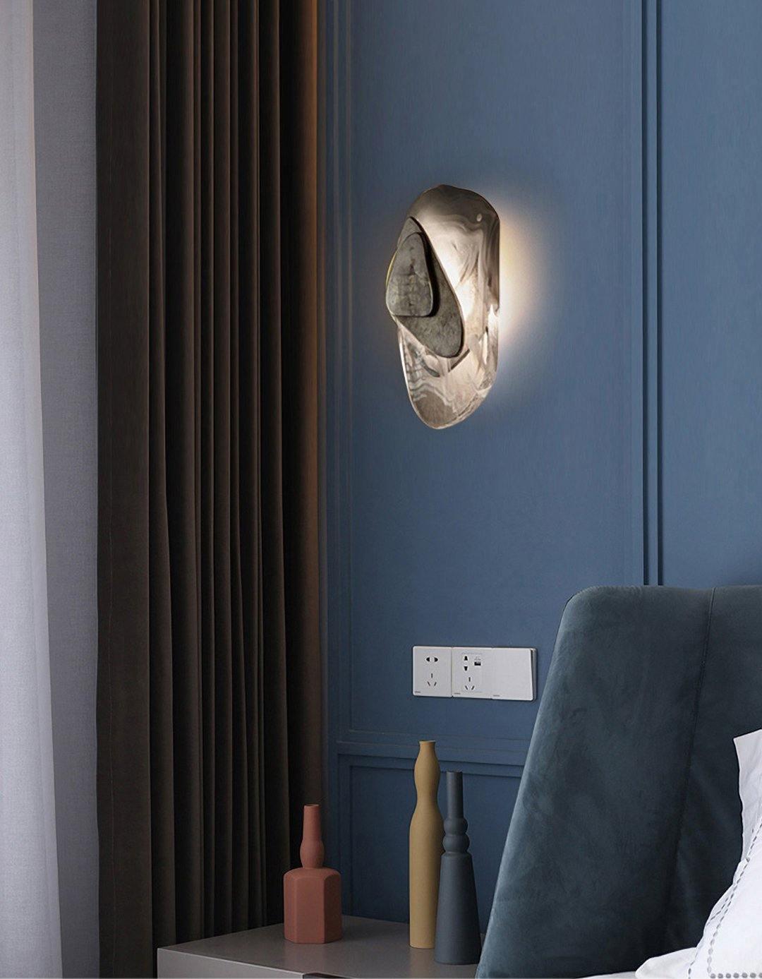 DC1725 textured glass LED wall light with layered metal plates