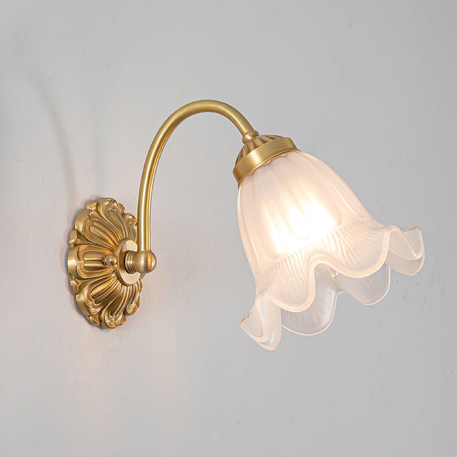 Brass Floral Glass Sconce - Cueteks