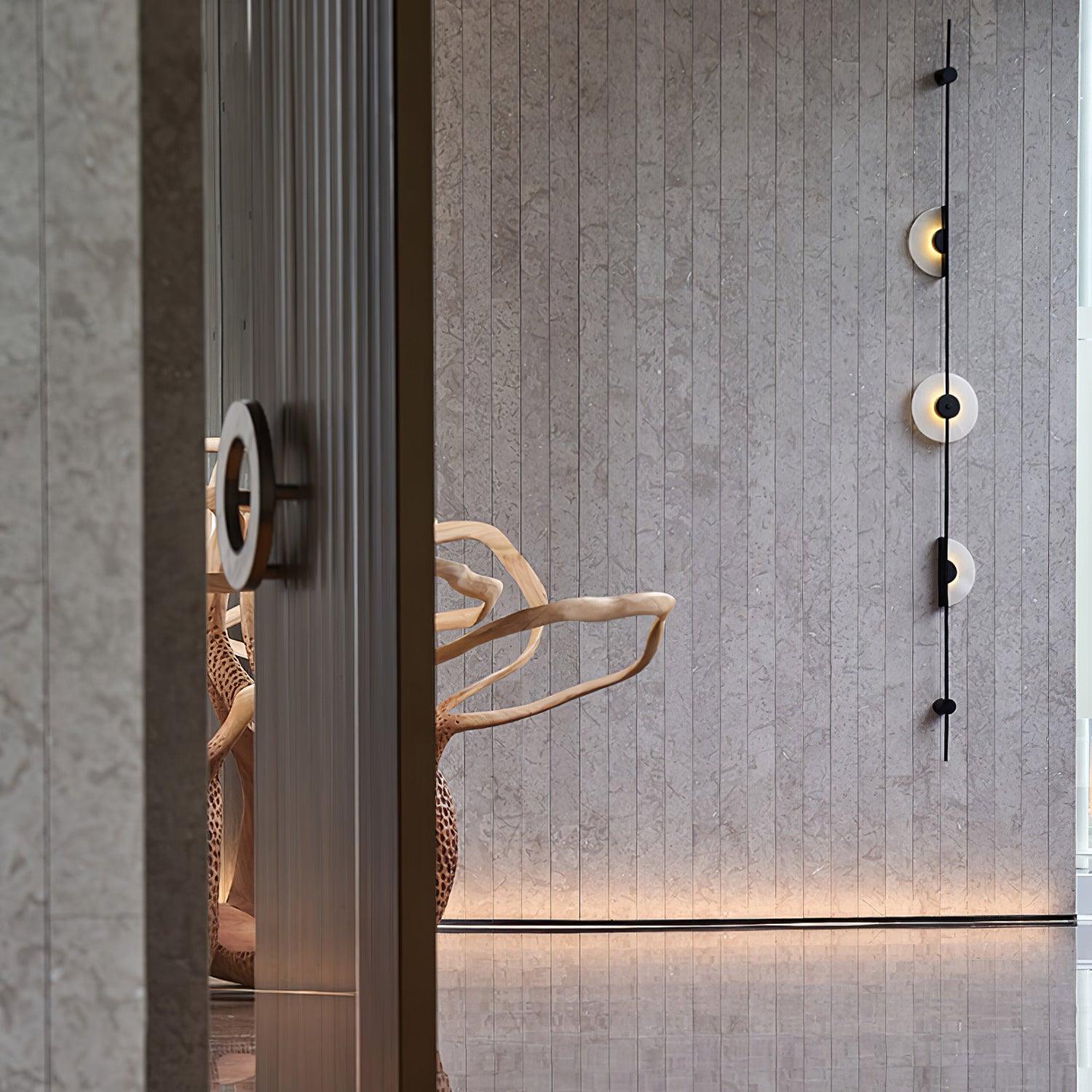 Alabaster Orb Vertical Wall Sconce - Cueteks
