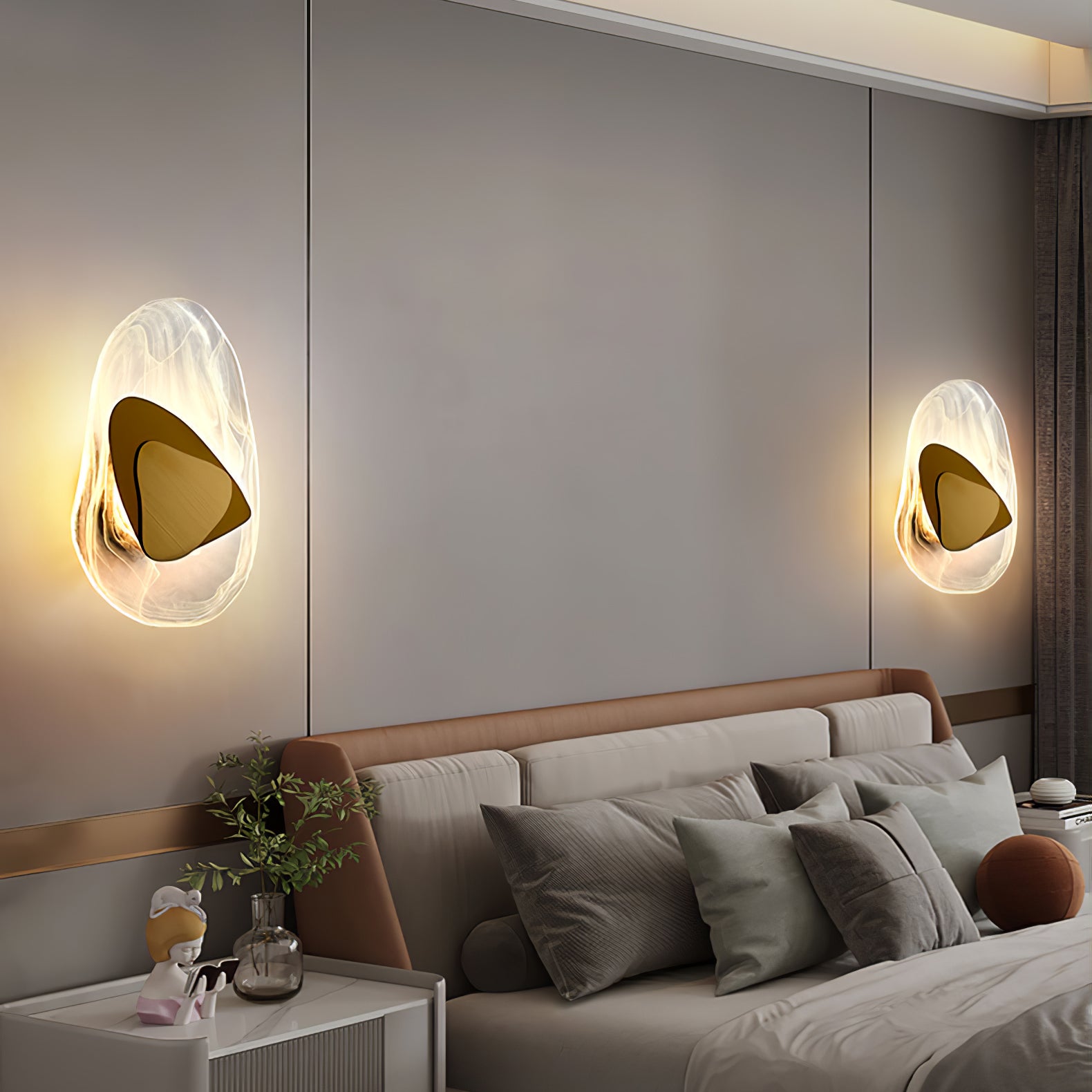 DC1725 textured glass LED wall light with layered metal plates
