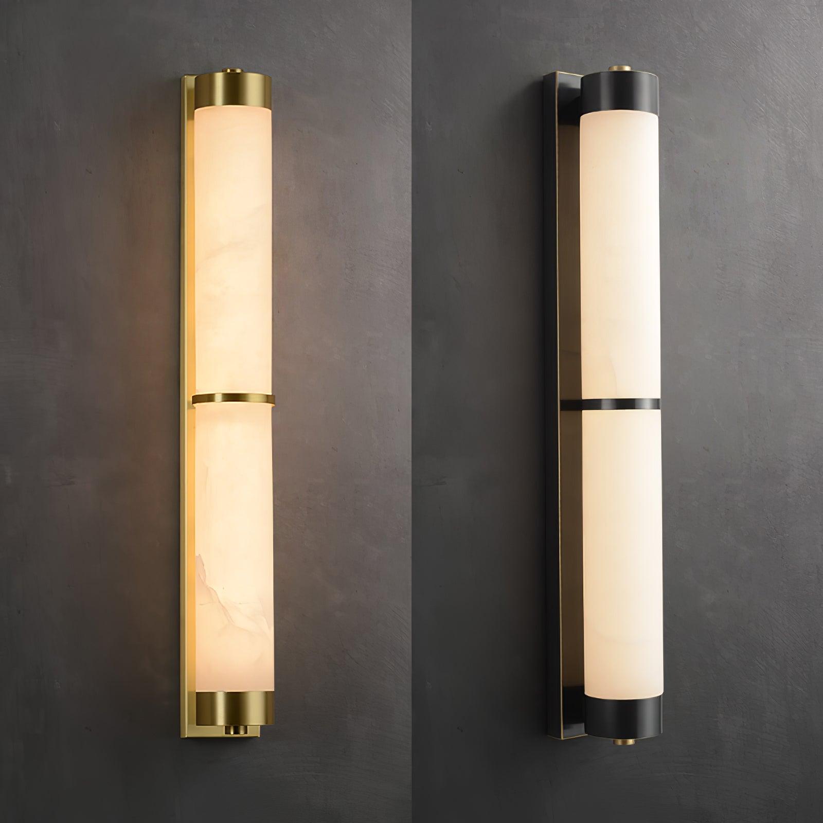 Cylindra Alabaster Brass Wall Light - Cueteks