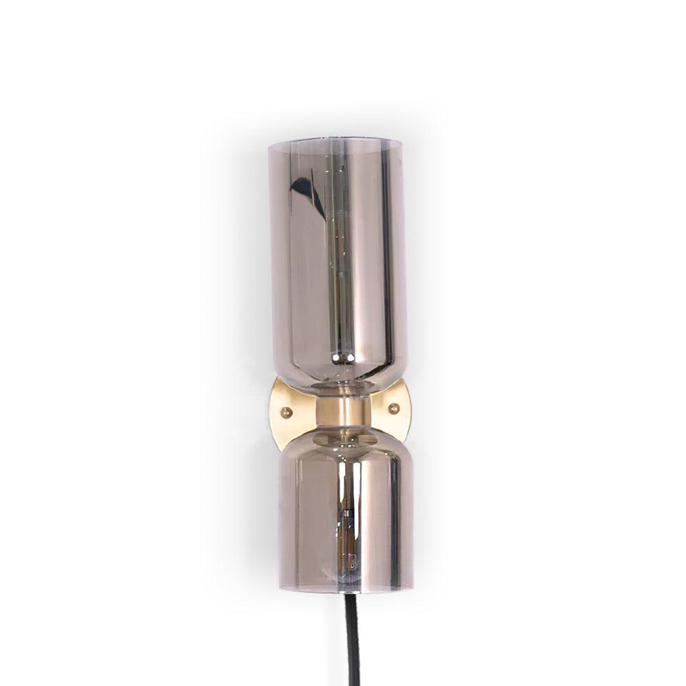 Unlit Smoked Gray cylinders with Satin Brass fitting