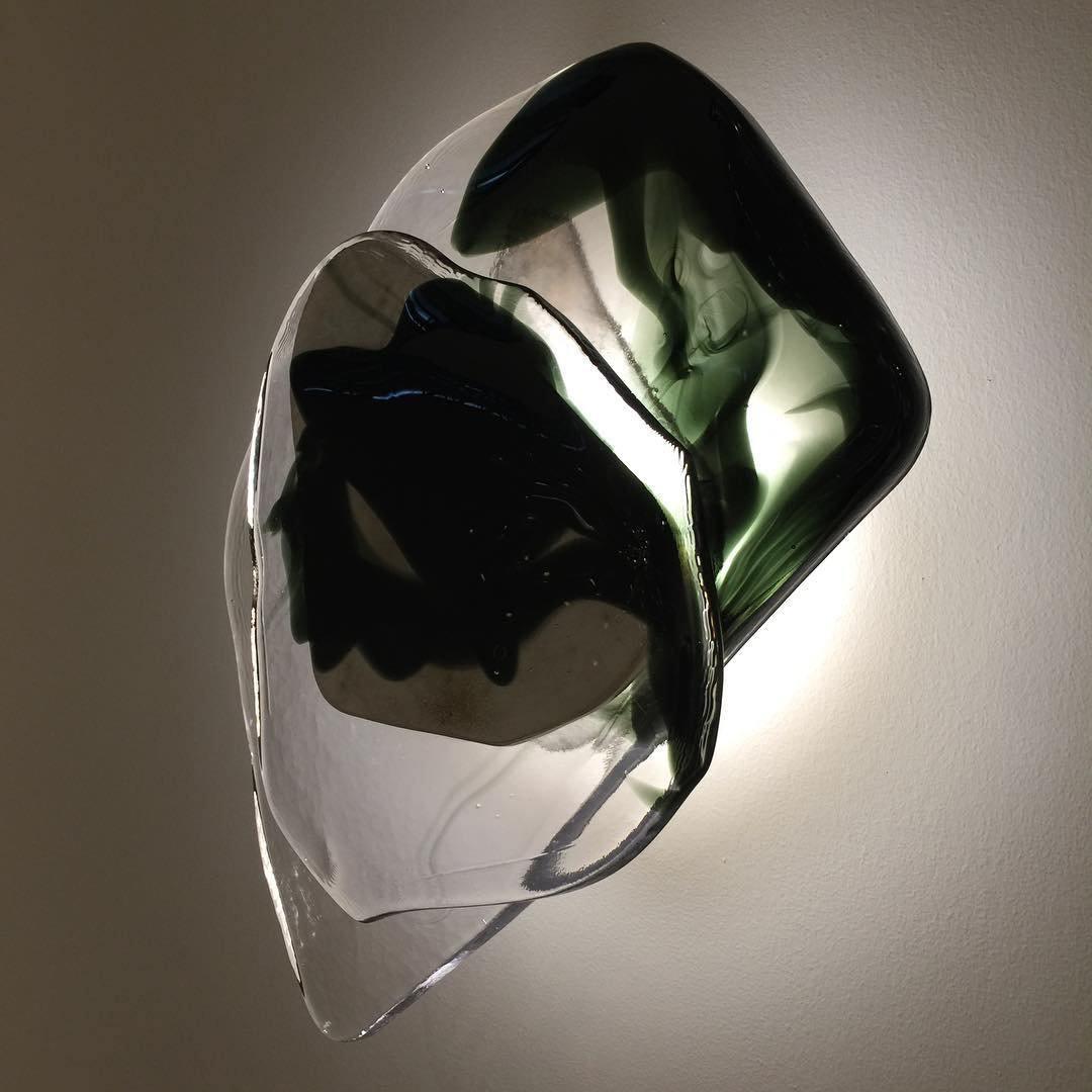 DC1725 textured glass LED wall light with layered metal plates