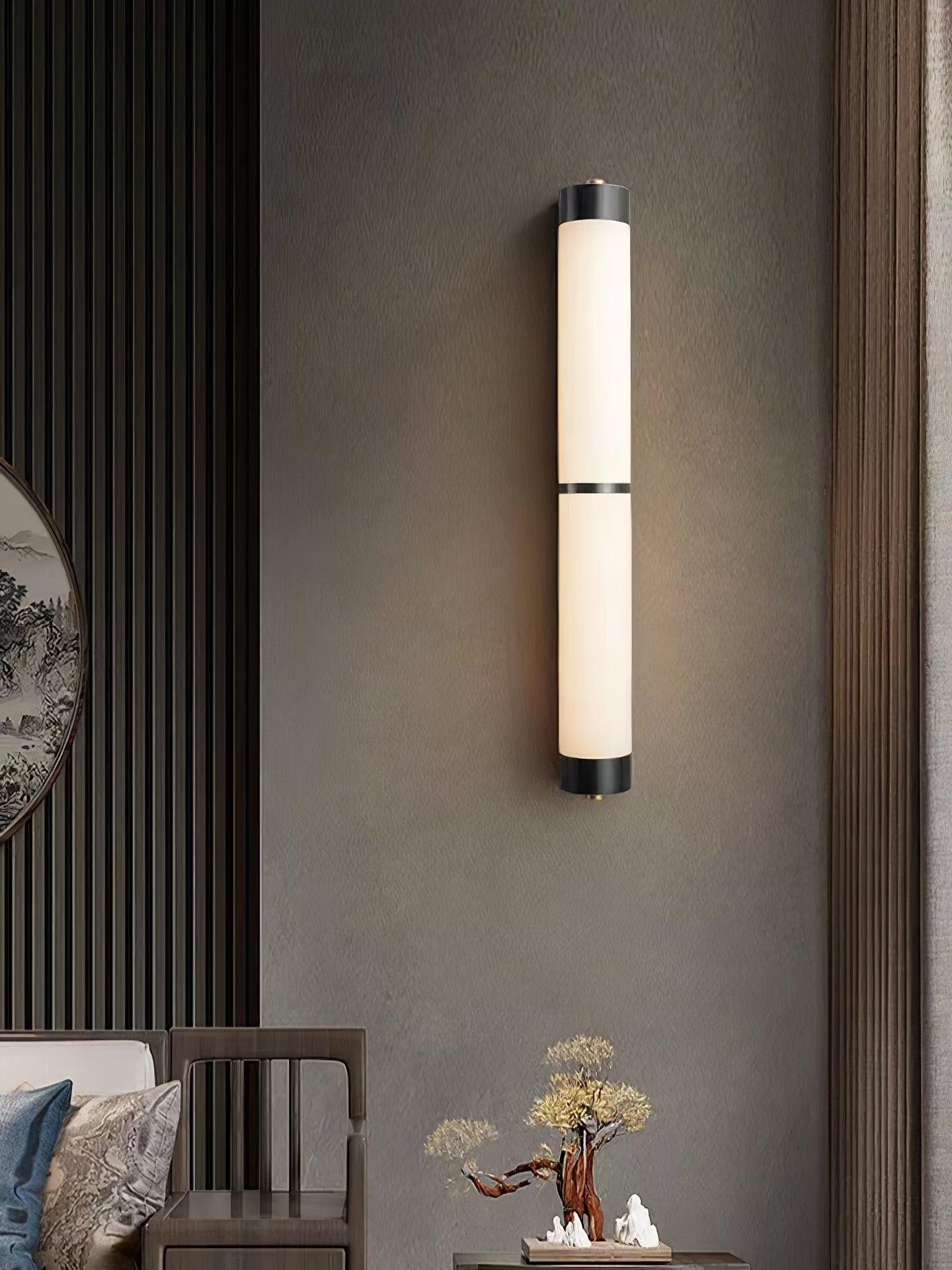 Cylindra Alabaster Brass Wall Light - Cueteks