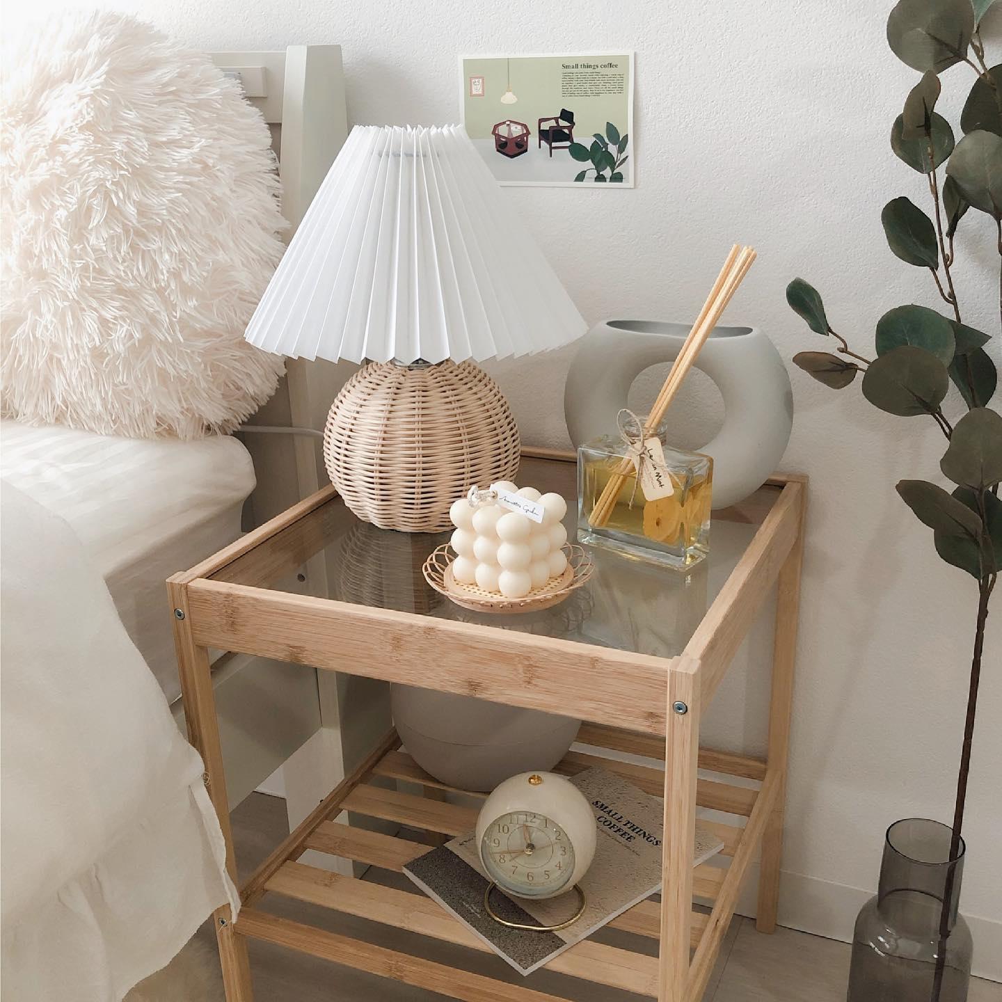 Rattan Pleated Built-in Battery Table lamp - Cueteks
