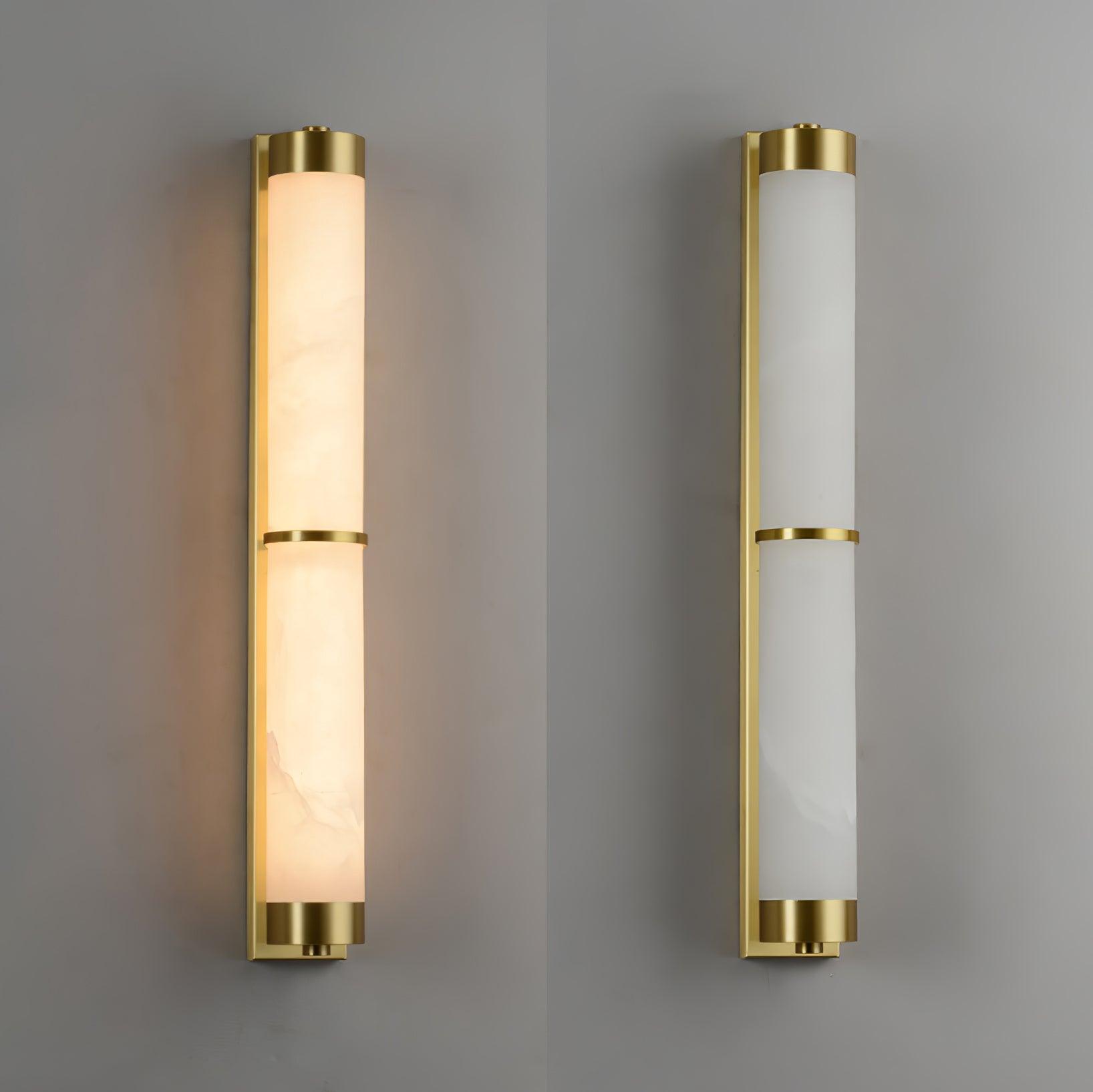 Cylindra Alabaster Brass Wall Light - Cueteks