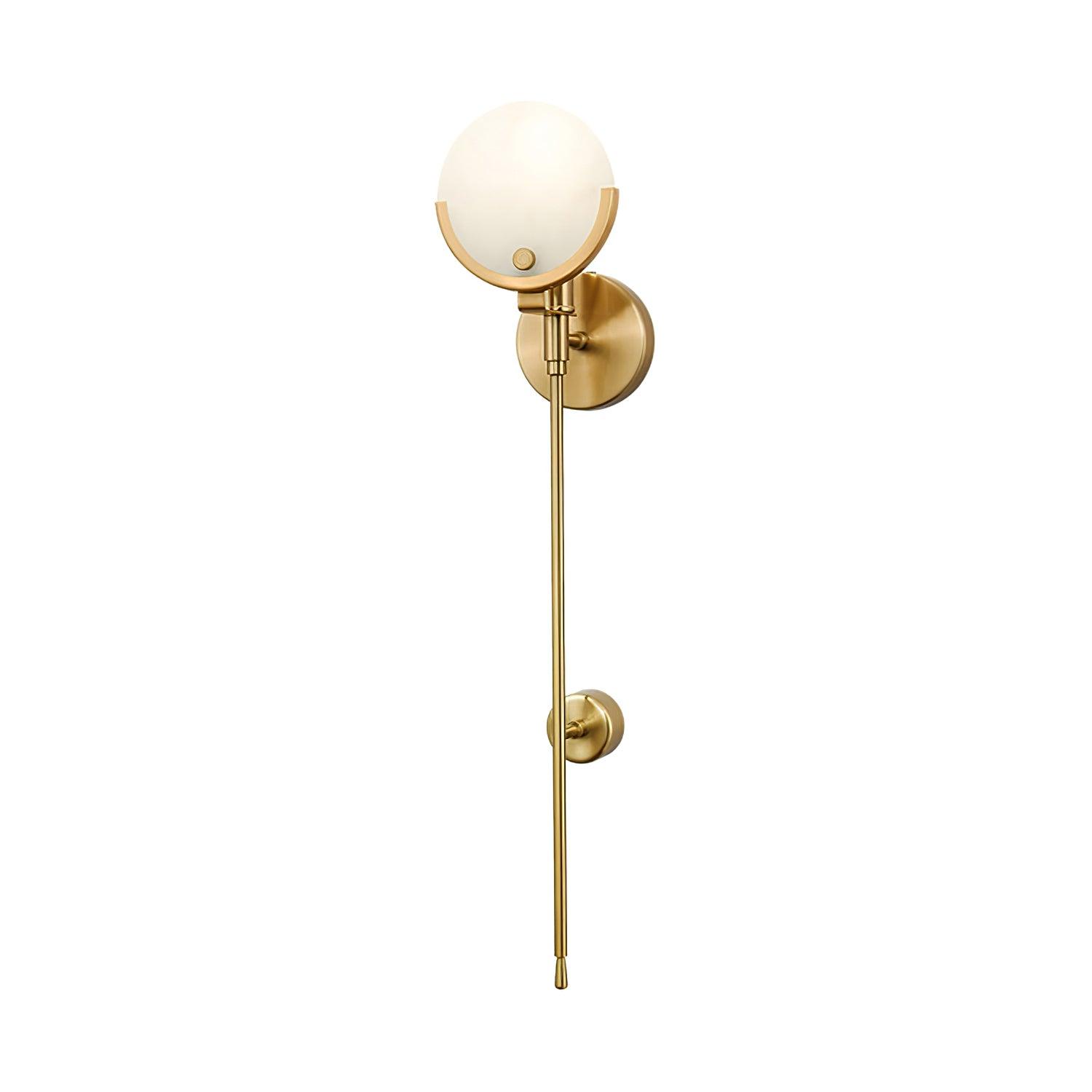 62 cm Ava design with a long brass stem, round white shade and an additional lower round wall support