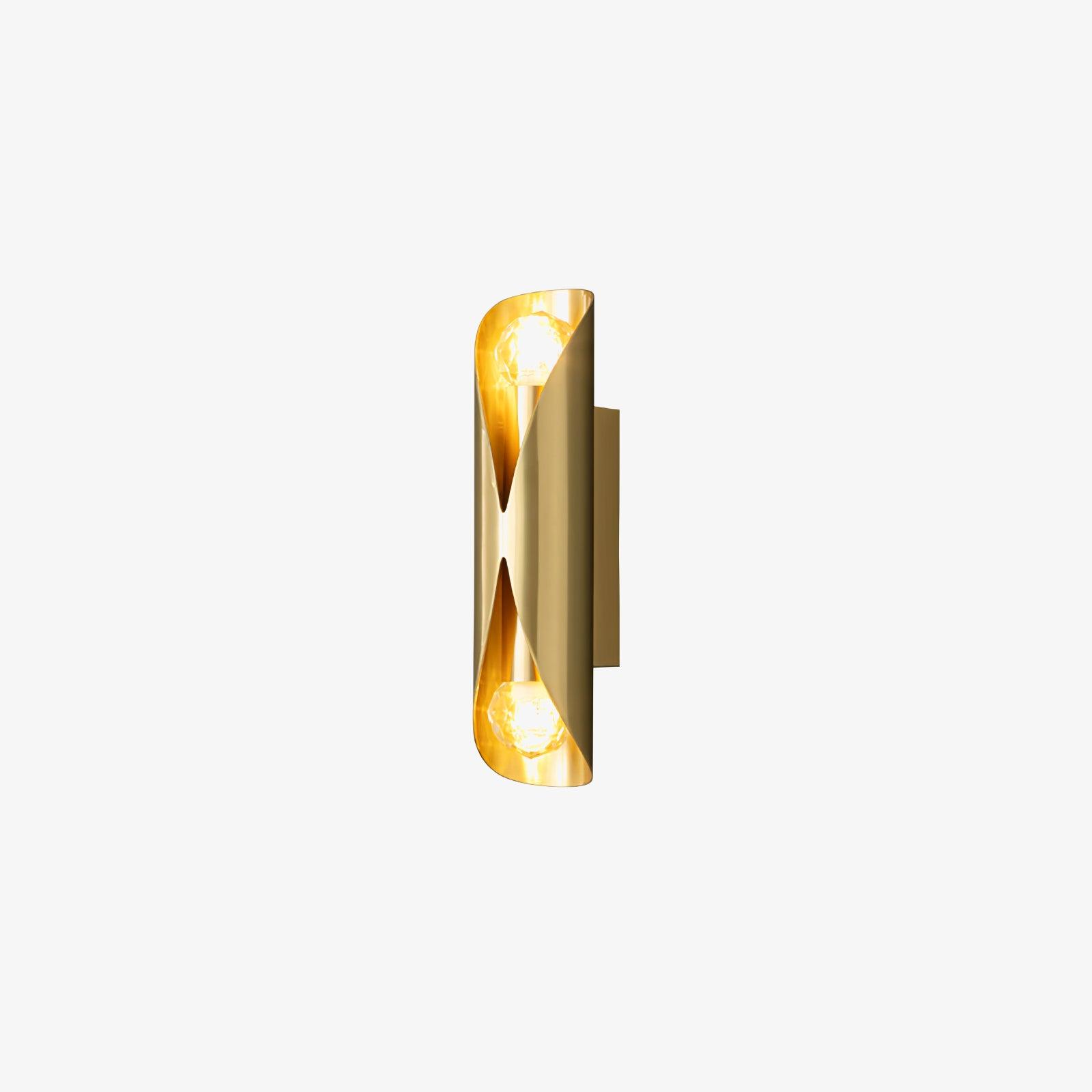 Brass cutaway wall fitting on a plain background