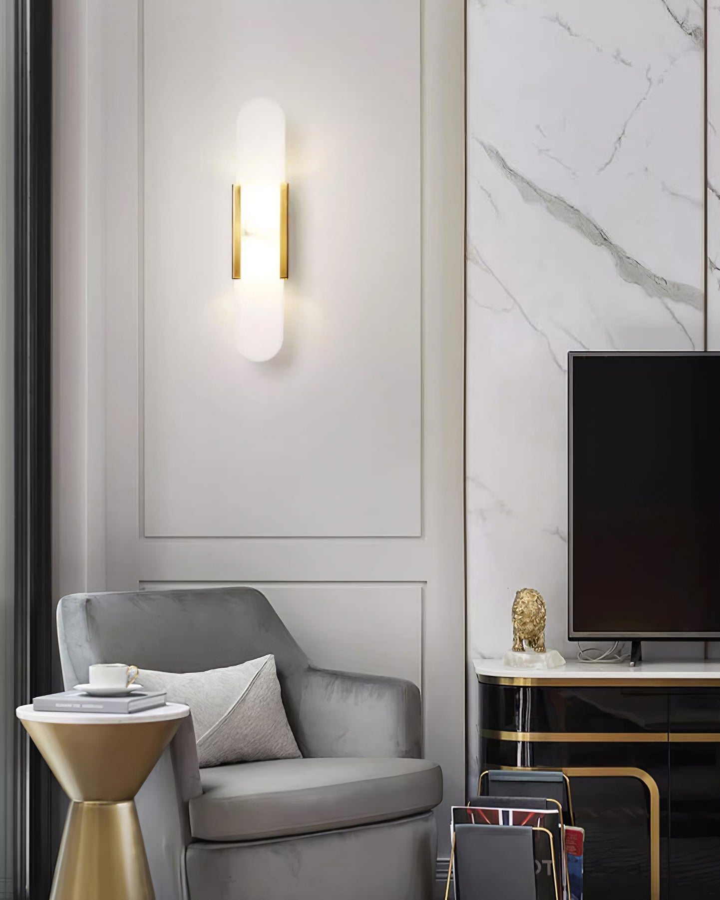 Melange Elongated Alabaster Wall Lamp - Cueteks