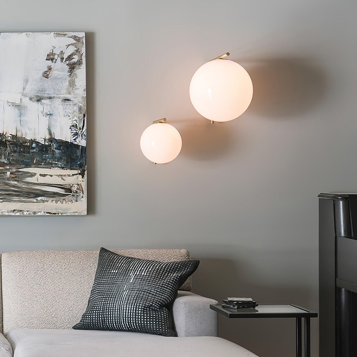 Opal glass globe wall light
