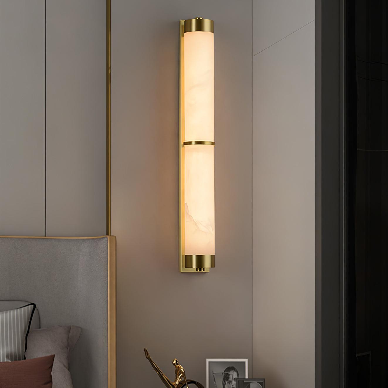 Cylindra Alabaster Brass Wall Light - Cueteks