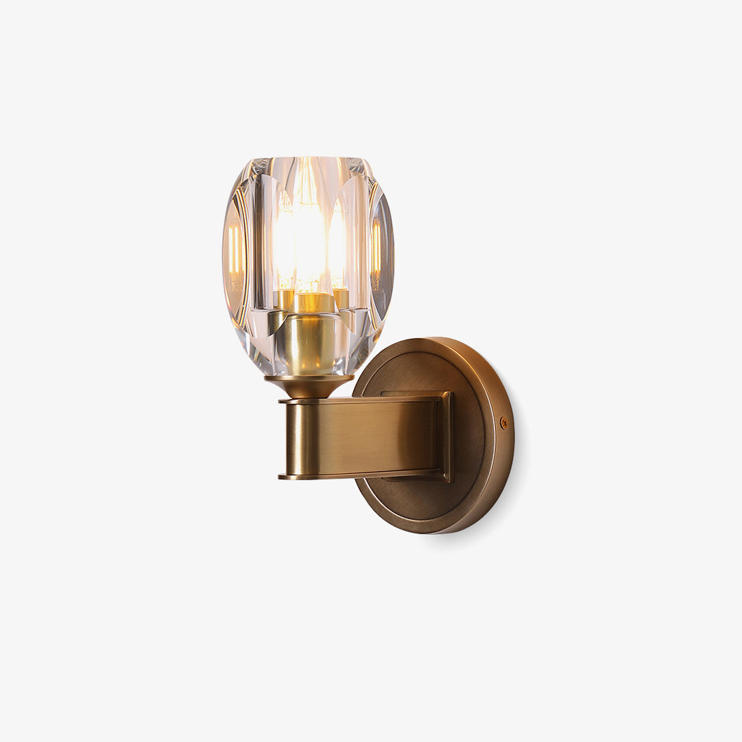 Single Diamond Crystal sconce with upright clear shade