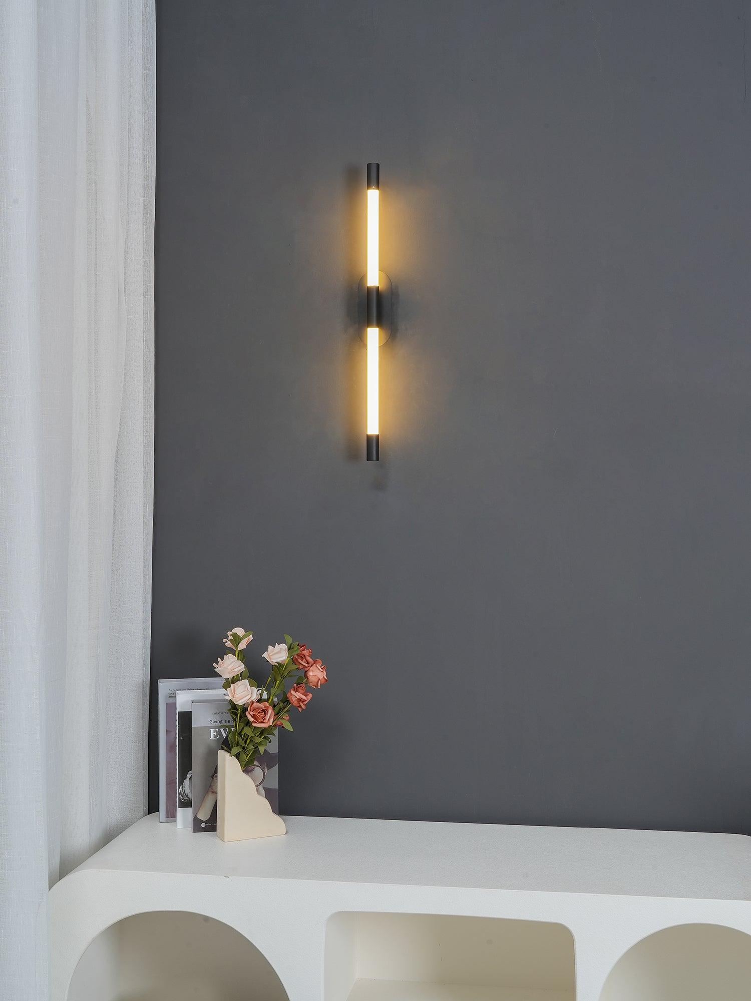 Agnes linear LED wall light with white acrylic sections