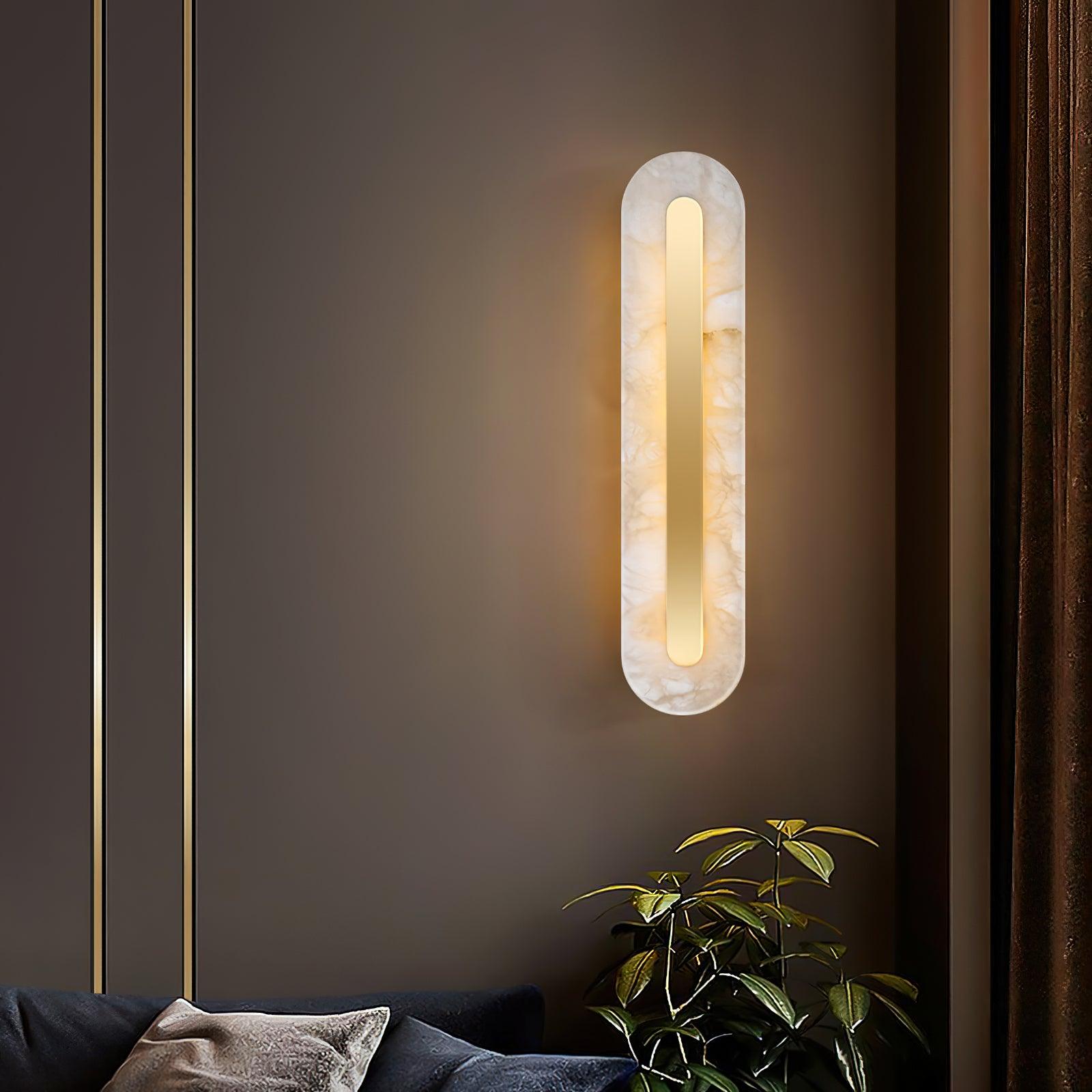 Glowing rounded panel near a potted plant