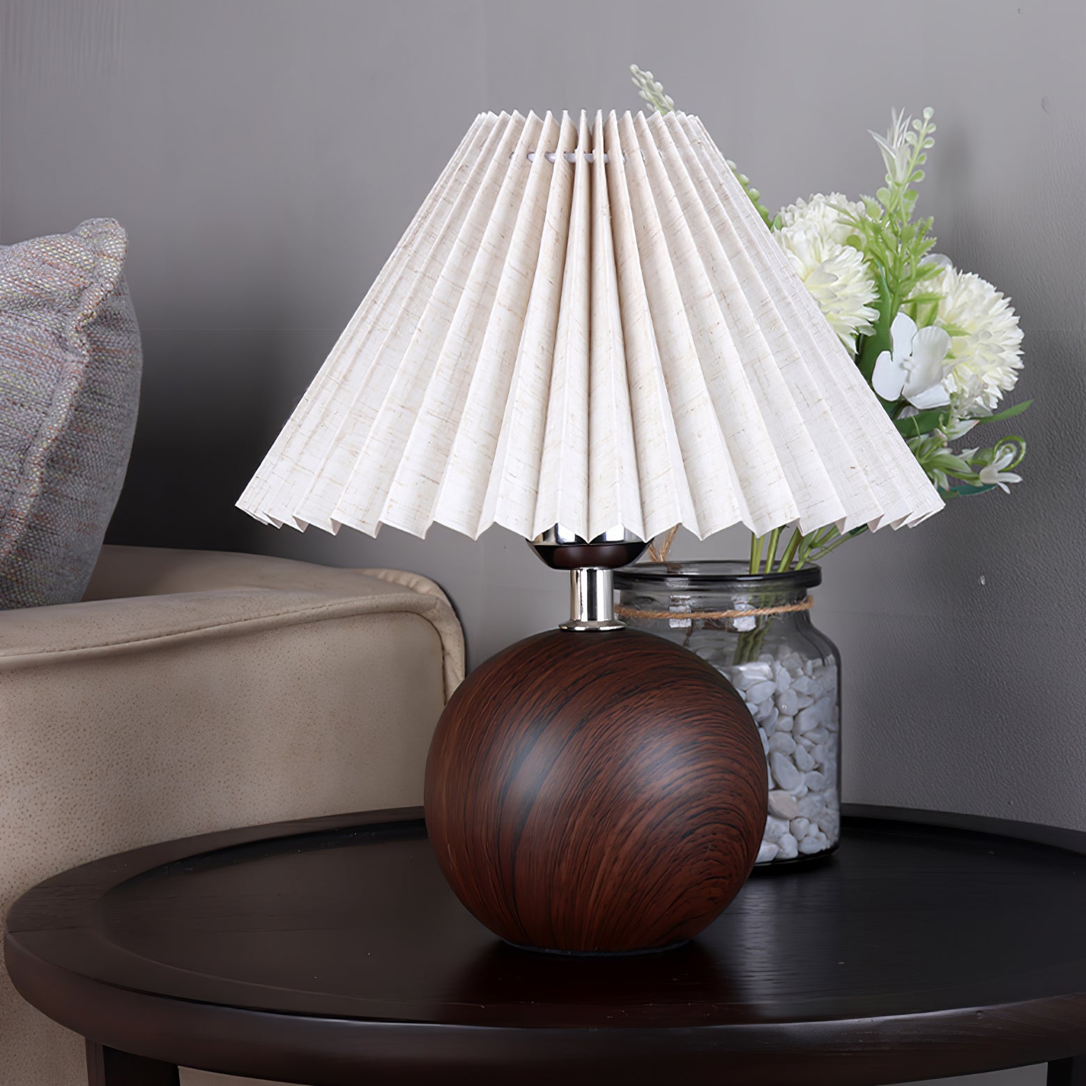 Wooden Pleated Table Lamp - Cueteks