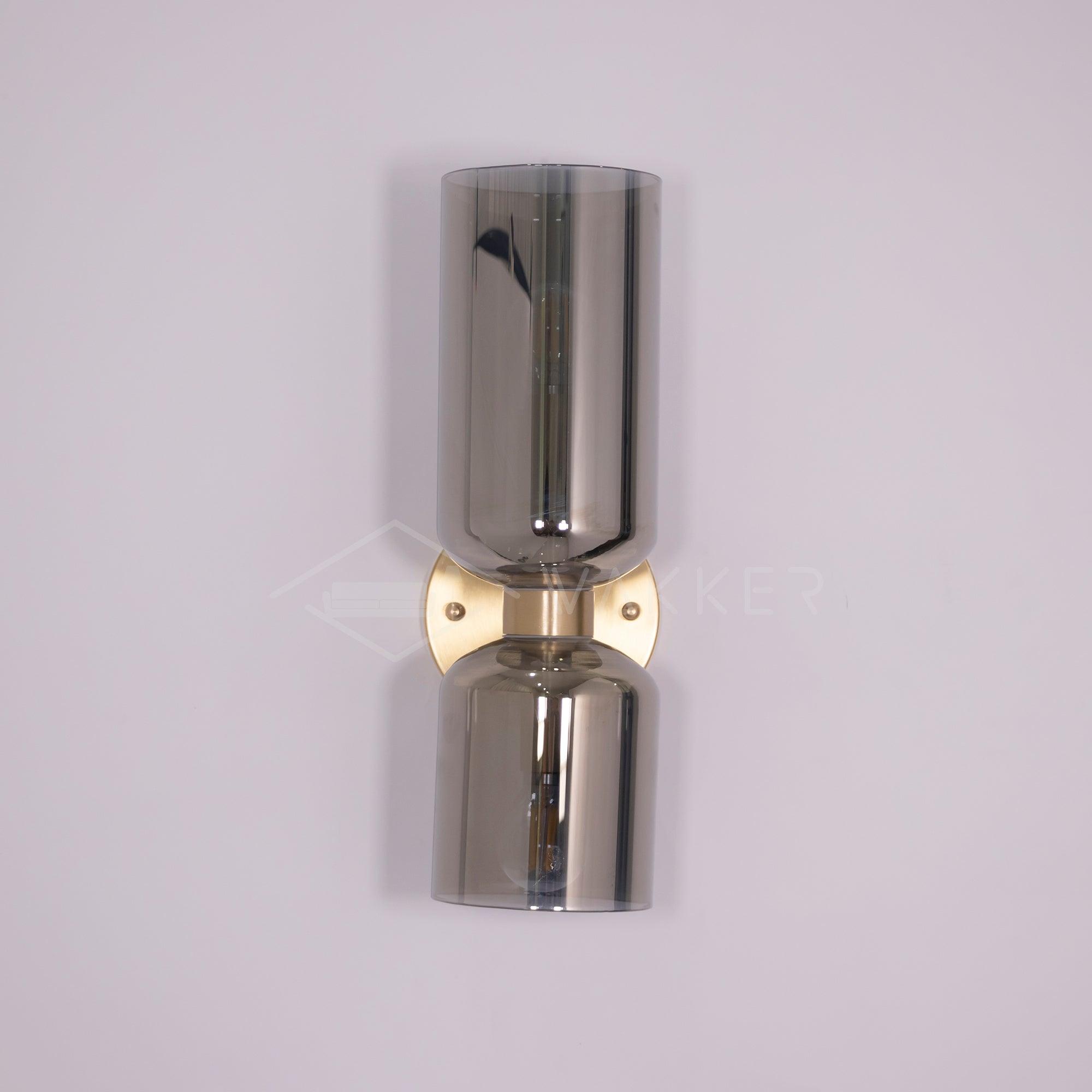 Edie glass wall lamp with unequal upper and lower cylinders