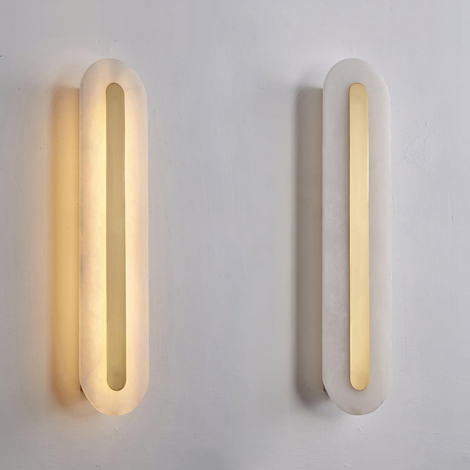 Two alabaster panels shown lit and unlit