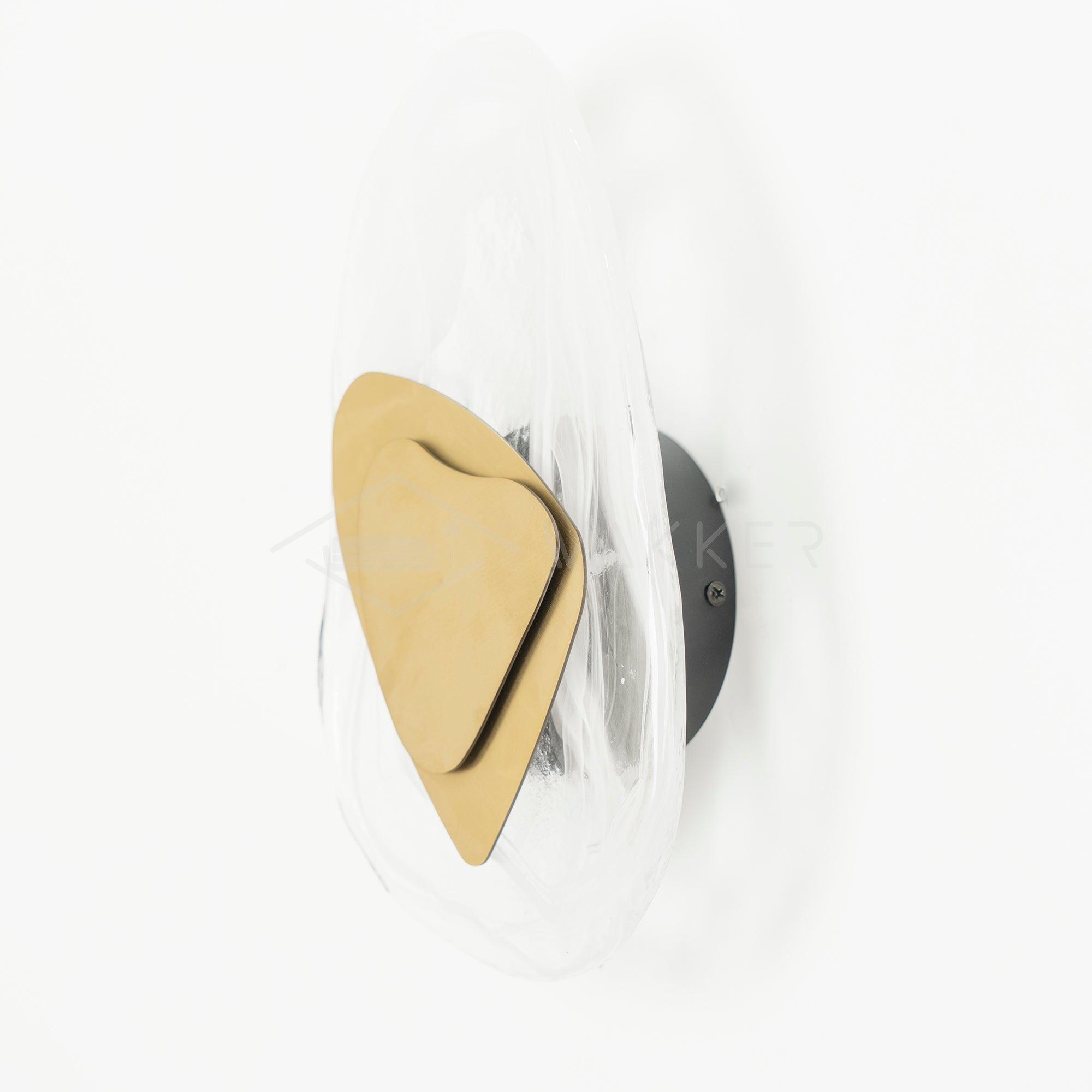 DC1725 textured glass LED wall light with layered metal plates