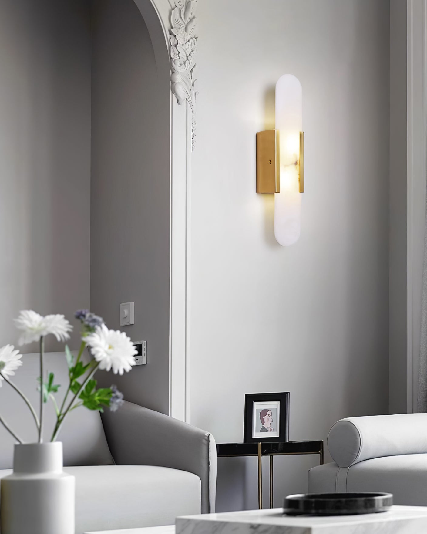 Melange Elongated Alabaster Wall Lamp - Cueteks