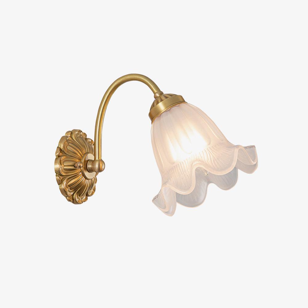 Brass Floral Glass Sconce - Cueteks