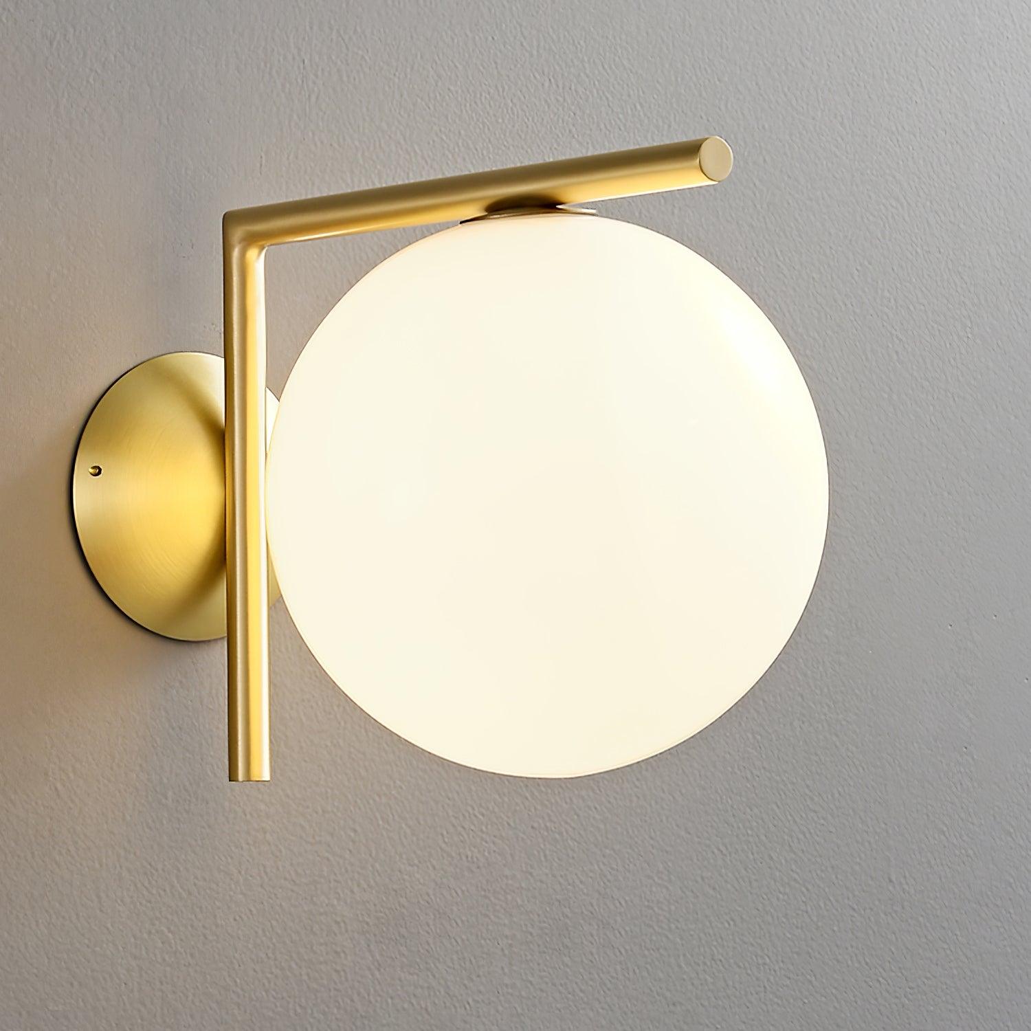 Opal glass globe wall light