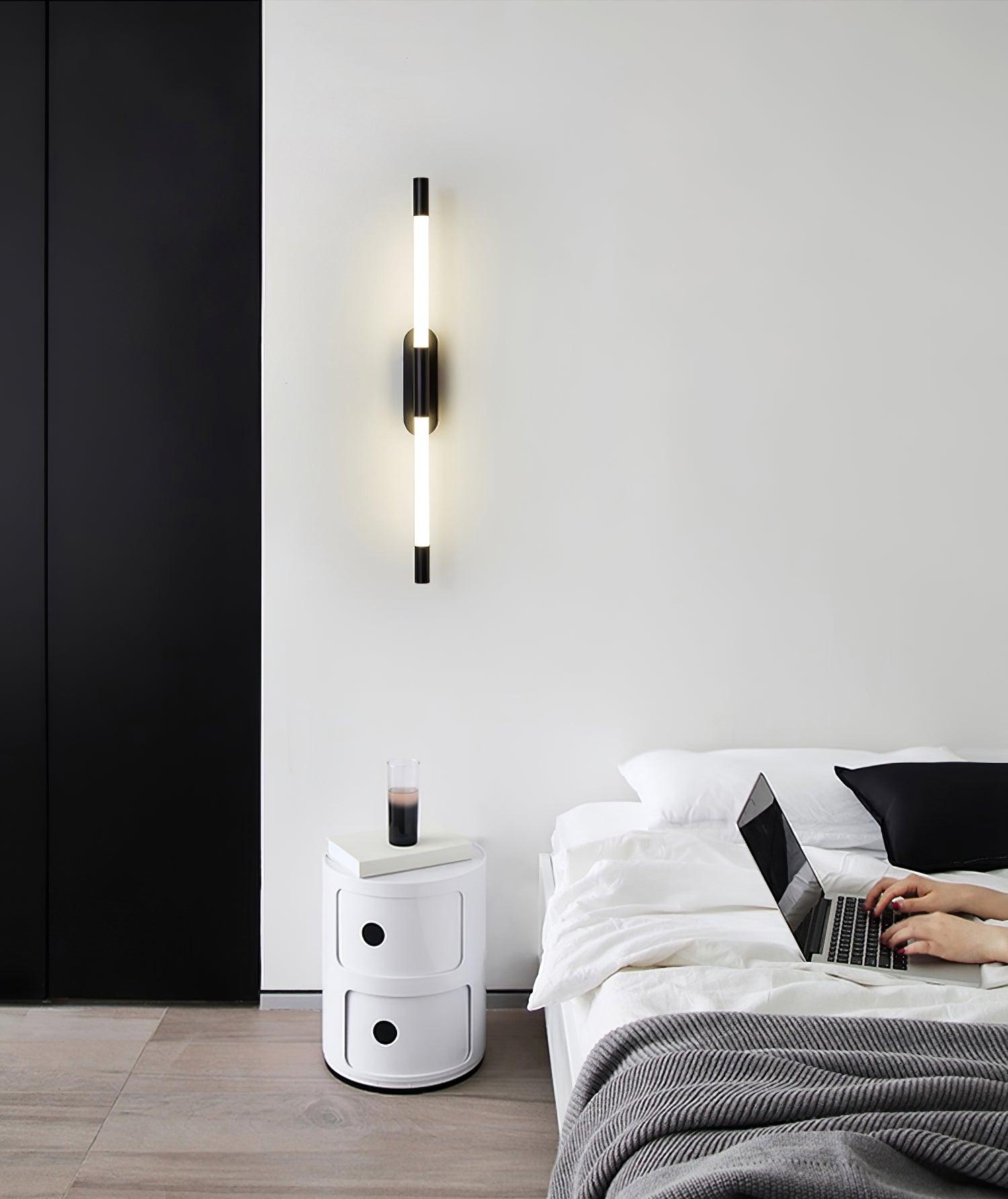 Agnes linear LED wall light with white acrylic sections