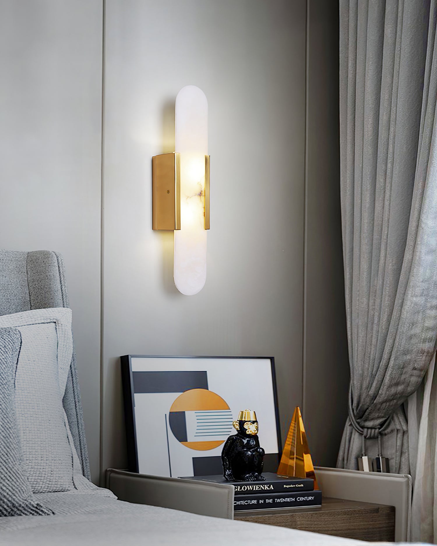 Melange Elongated Alabaster Wall Lamp - Cueteks