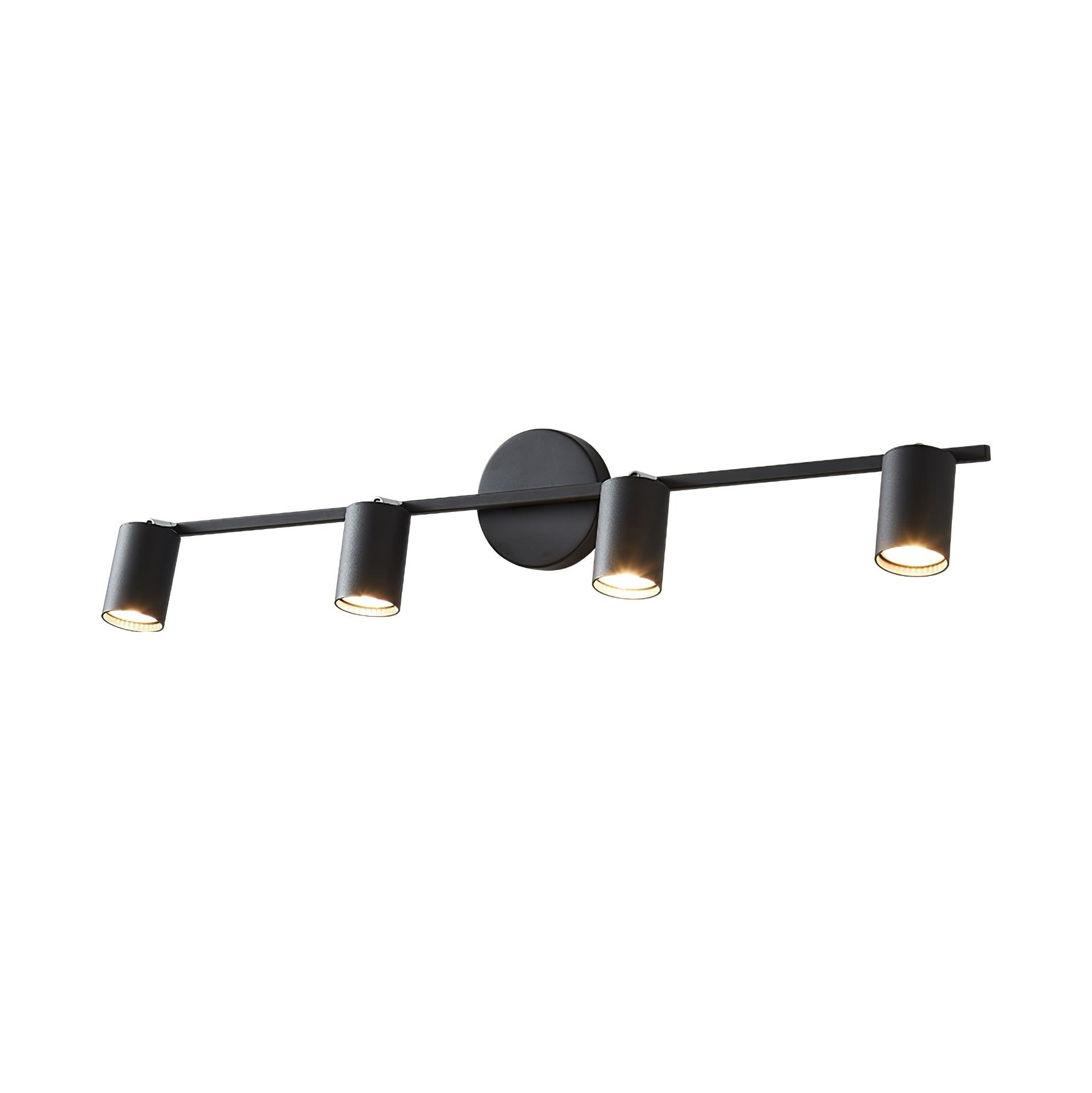 Rotatable wall spotlight with cylindrical heads on a horizontal bar