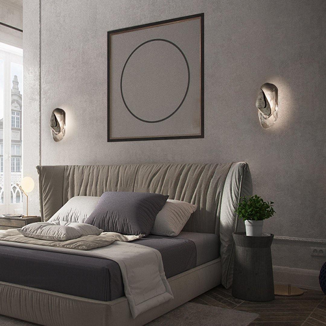 DC1725 textured glass LED wall light with layered metal plates