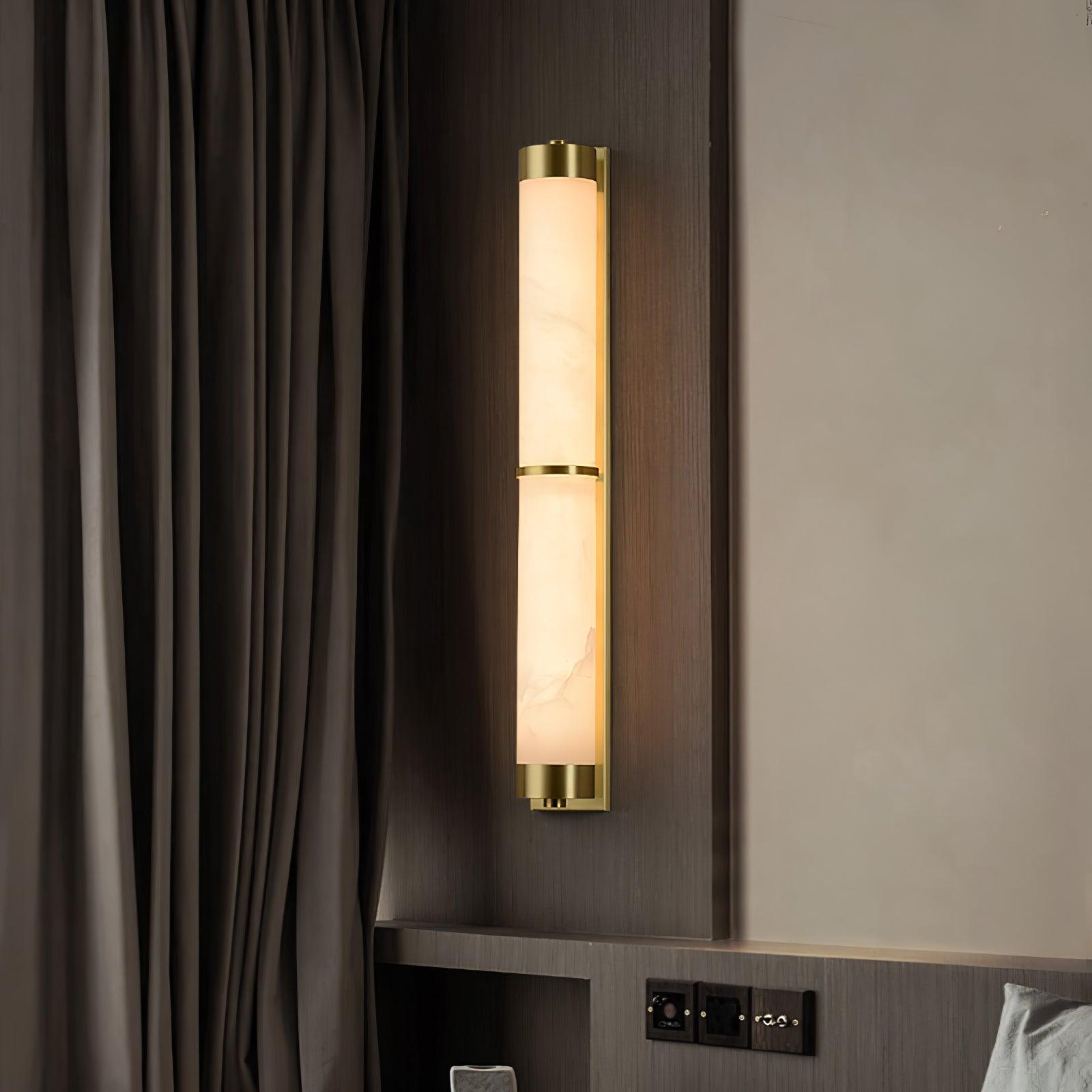 Cylindra Alabaster Brass Wall Light - Cueteks
