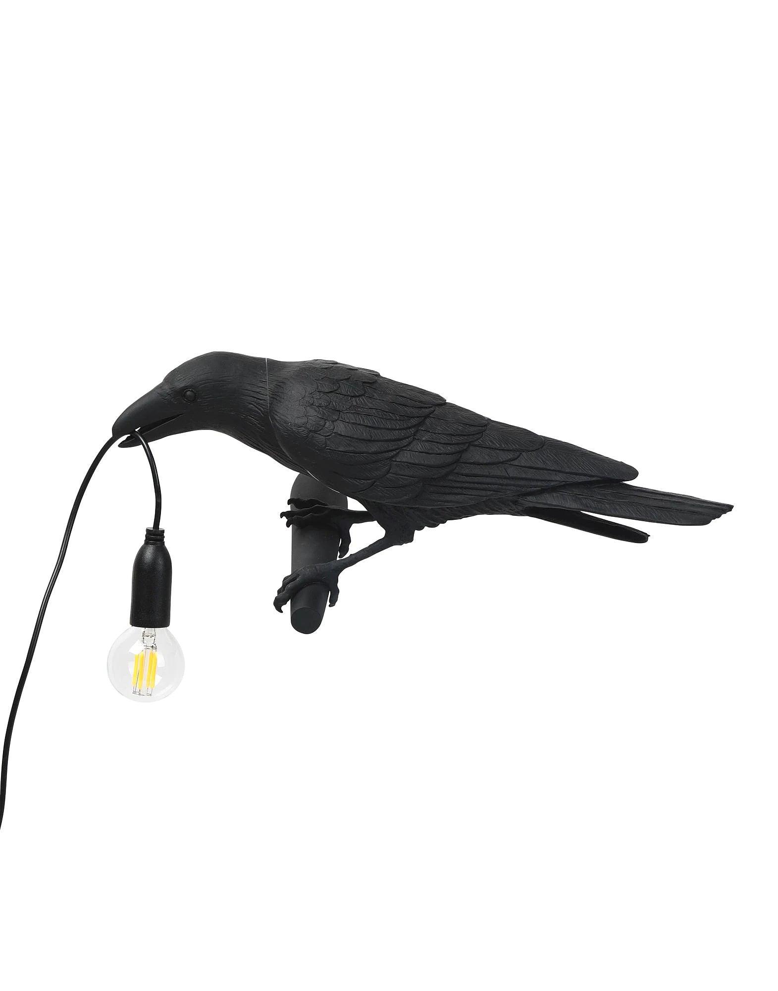 Black bird wall fixture isolated on White