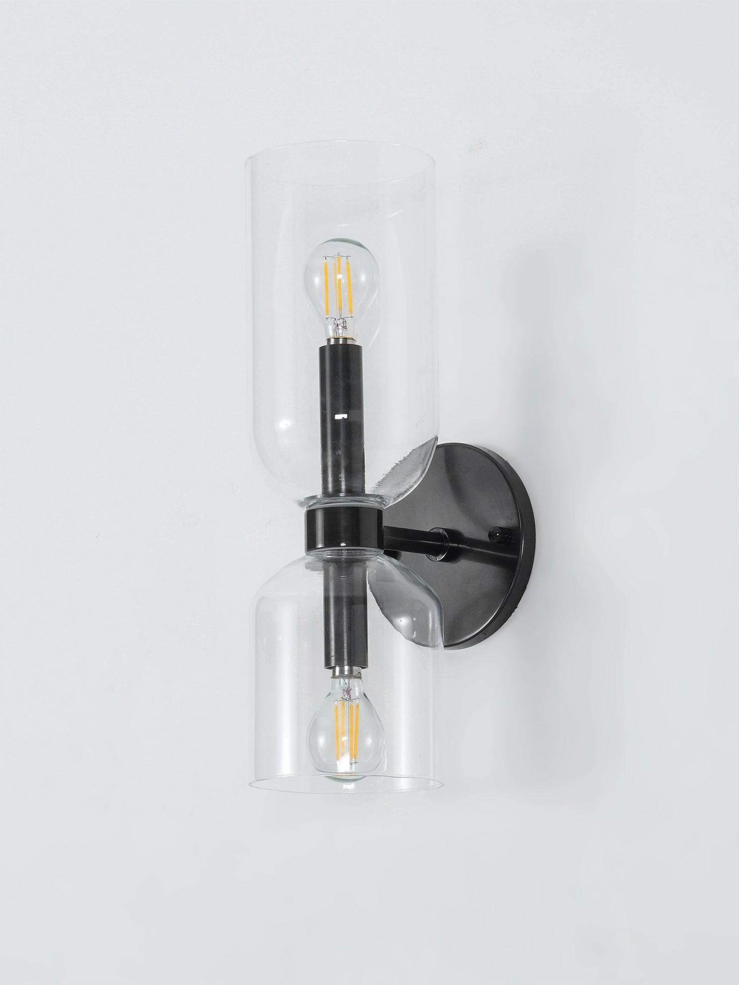 Edie glass wall lamp with unequal upper and lower cylinders