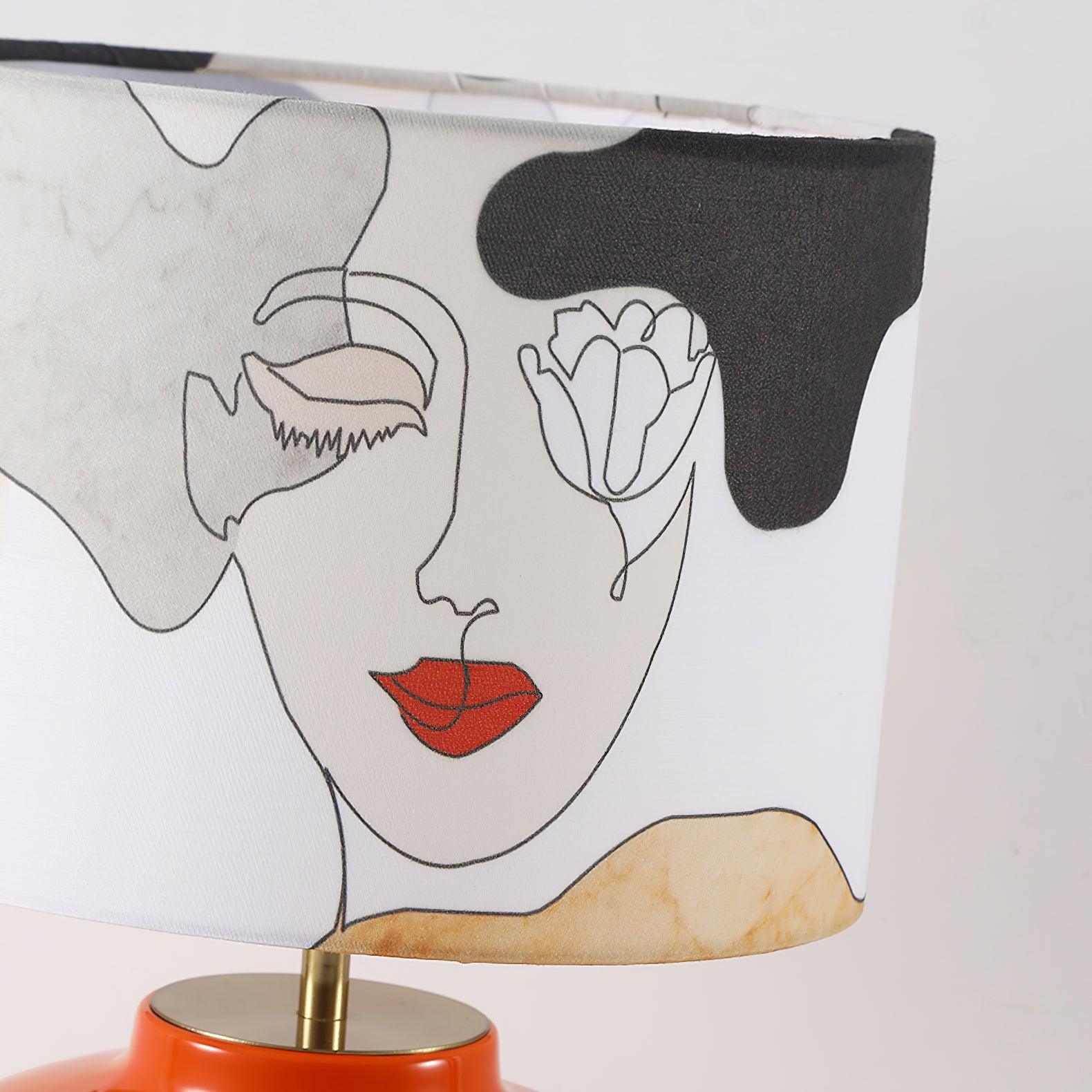Outlined face and red lips printed on the Marilyn fabric shade