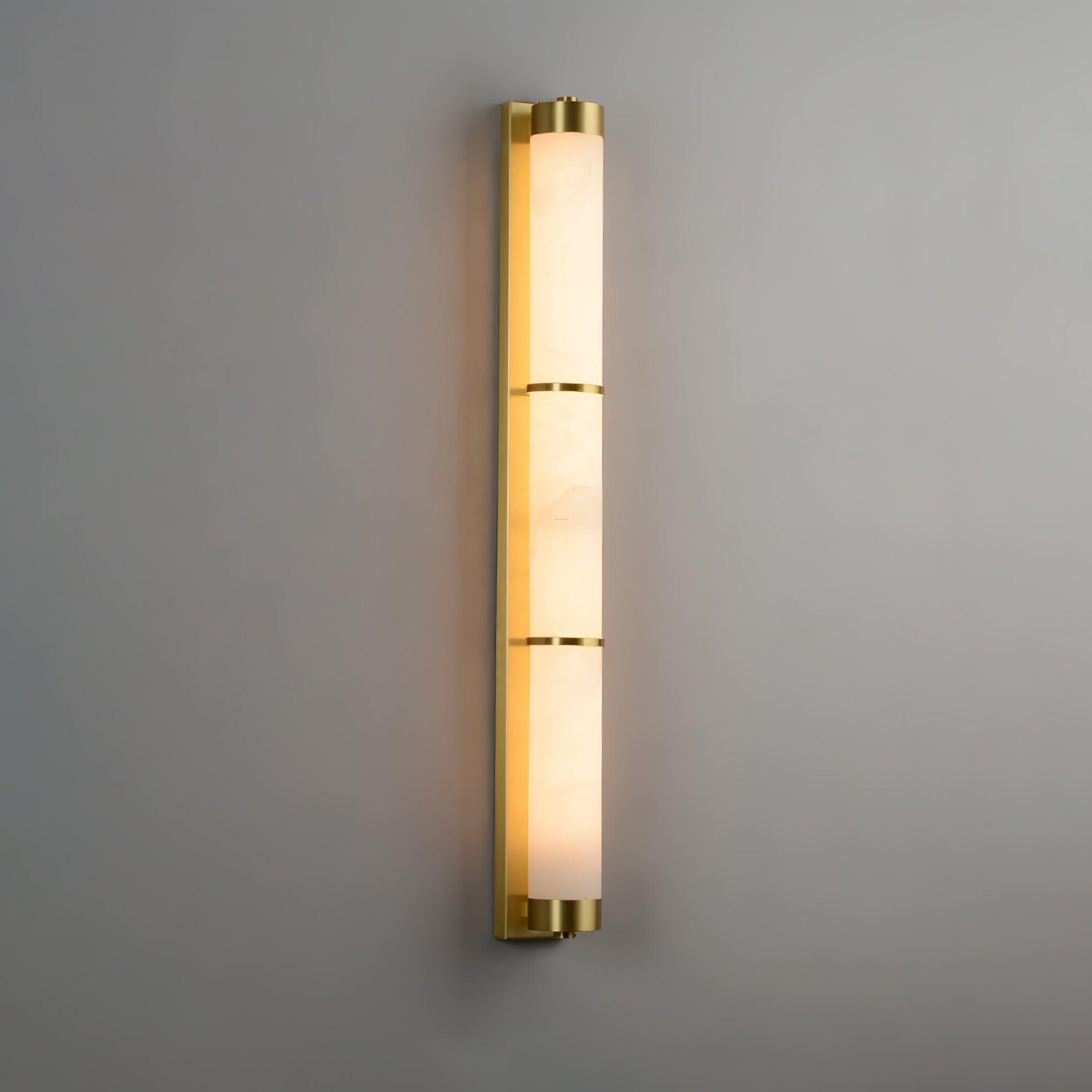 Cylindra Alabaster Brass Wall Light - Cueteks