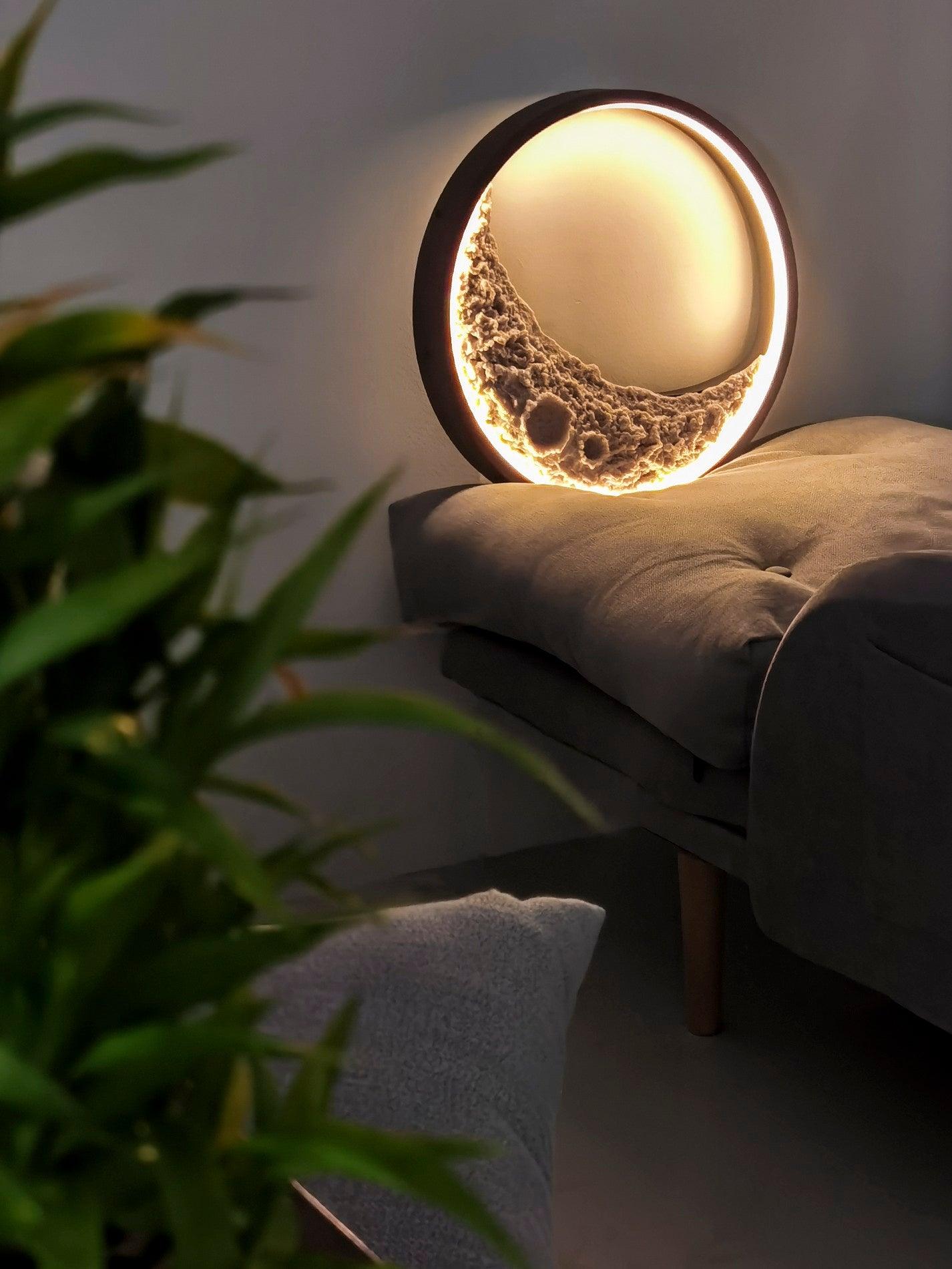 Moon crescent resin LED wall light