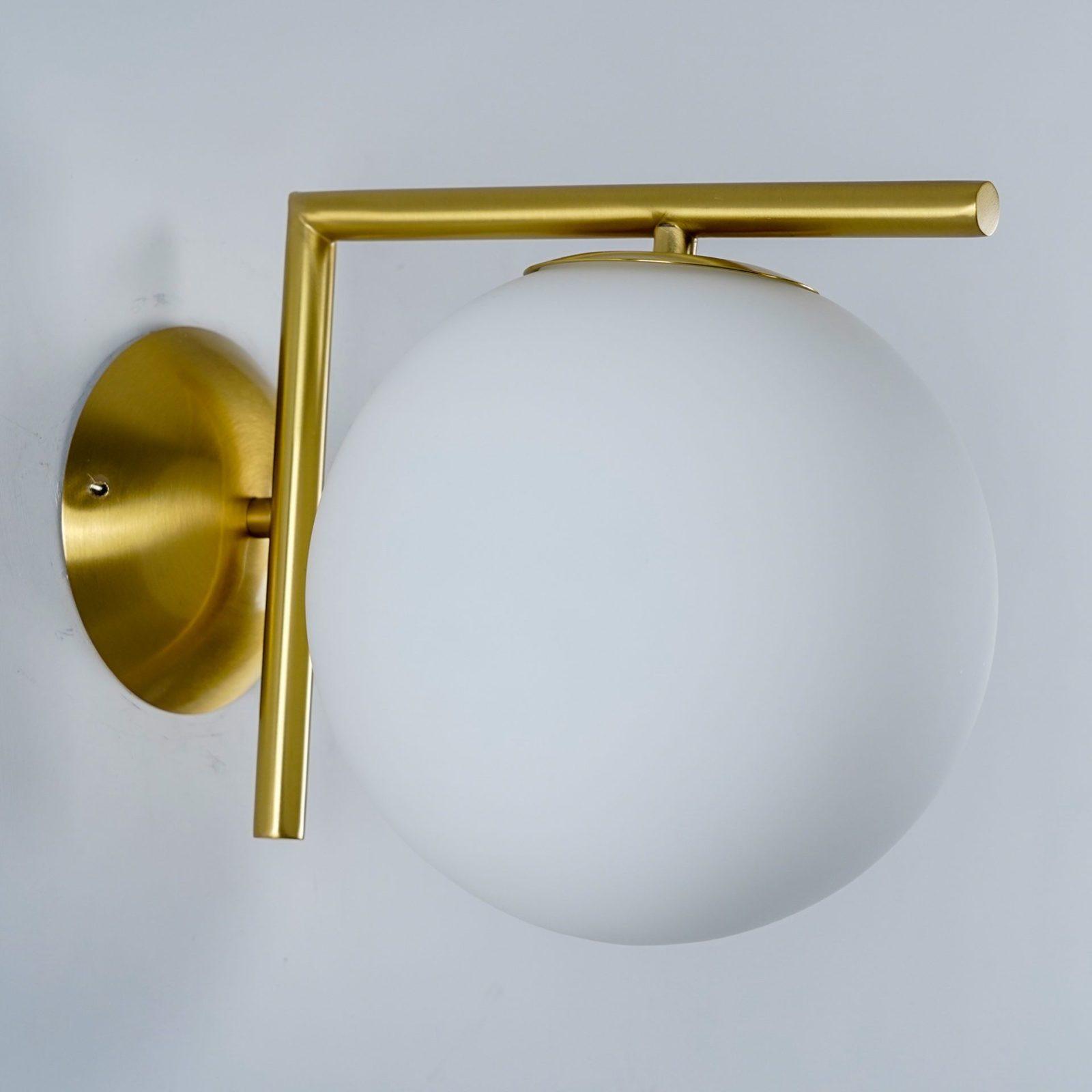 Opal glass globe wall light