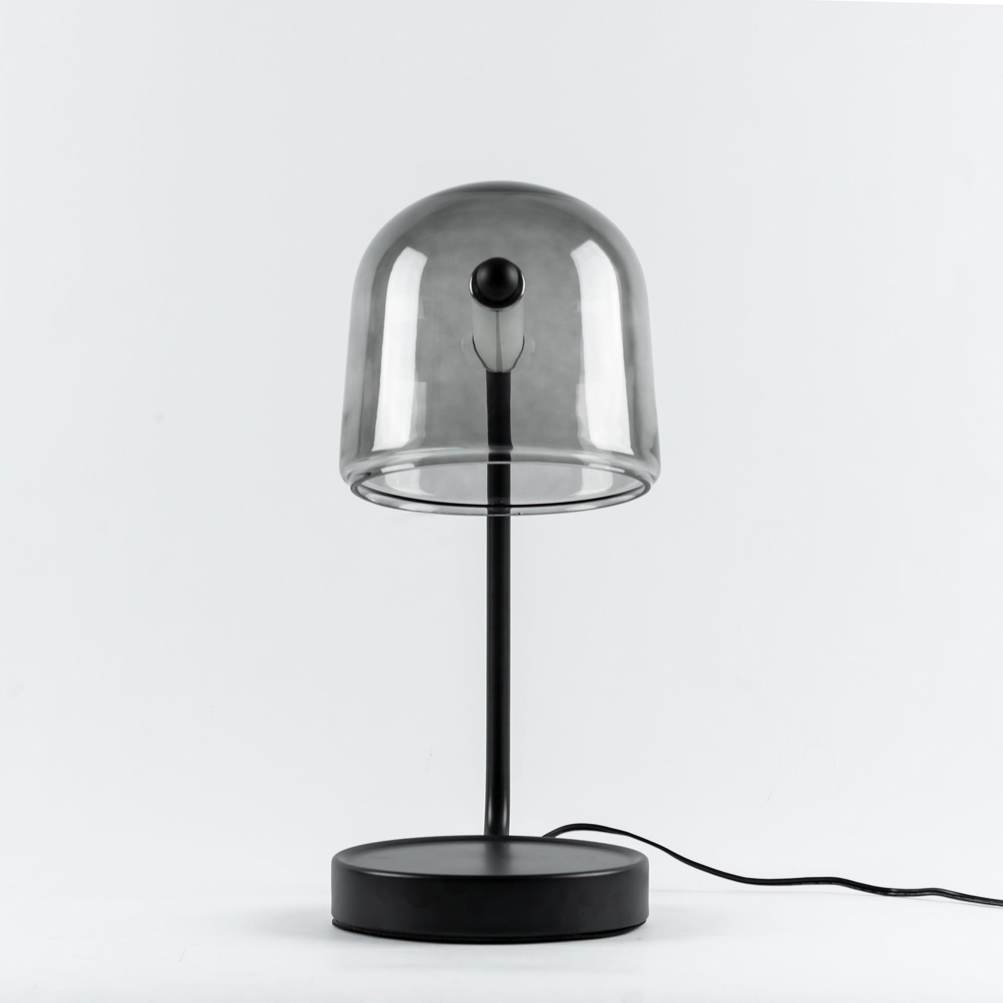 Front view of Mona glass lamp and circular base