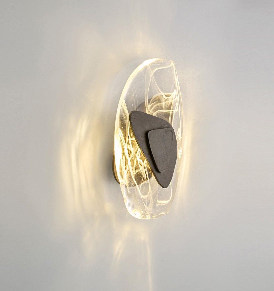 DC1725 textured glass LED wall light with layered metal plates