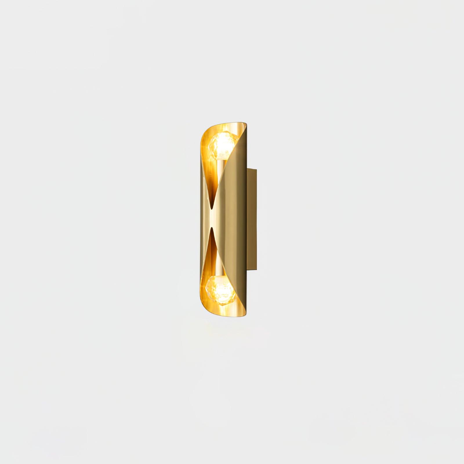Brass-finish Diamonds wall light with a curved cutaway shell and rectangular backplate