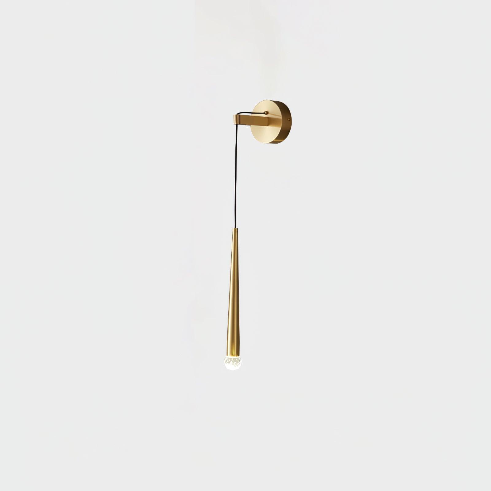 Model A in Brass, with a faceted clear tip below the tapered body and black hanging cable