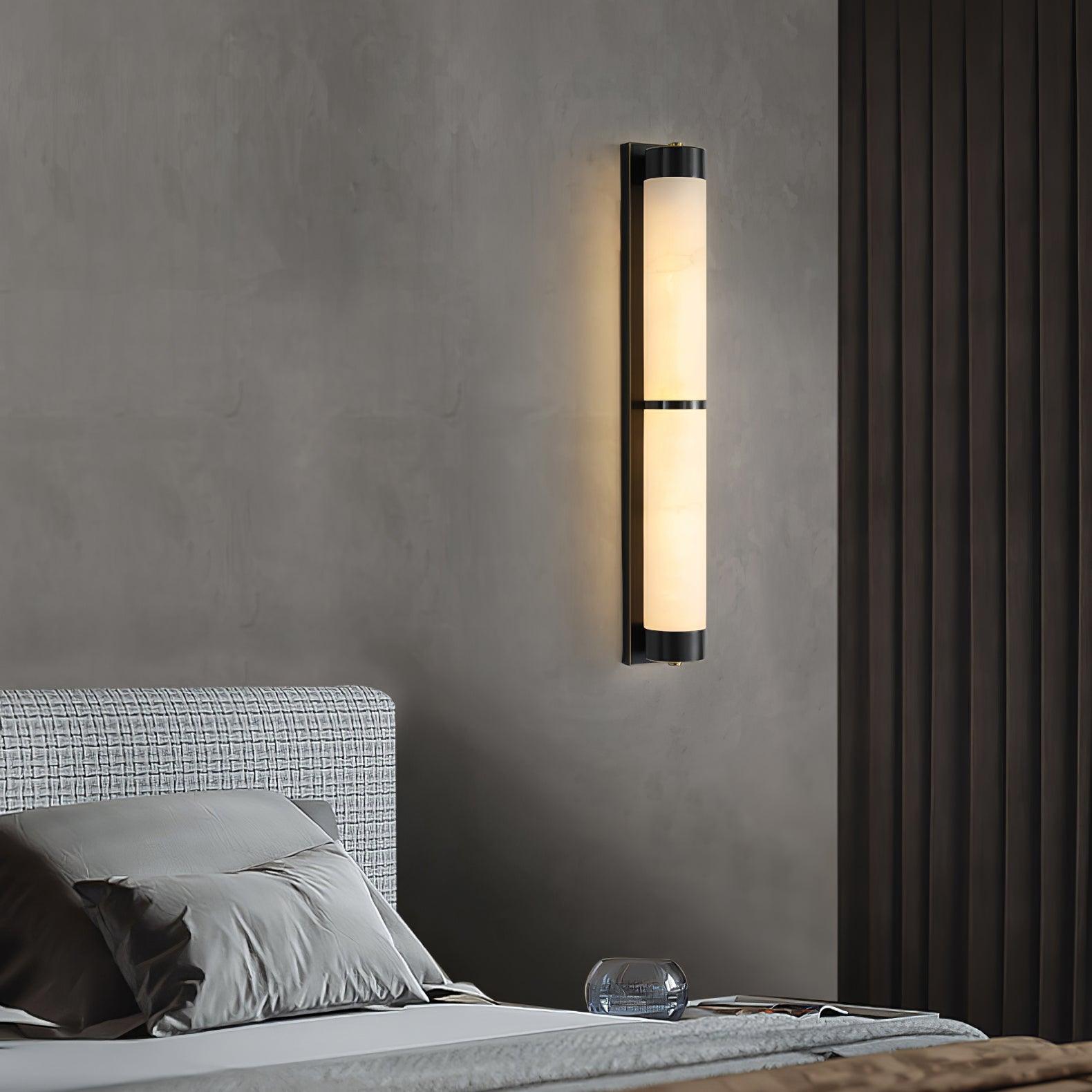 Cylindra Alabaster Brass Wall Light - Cueteks