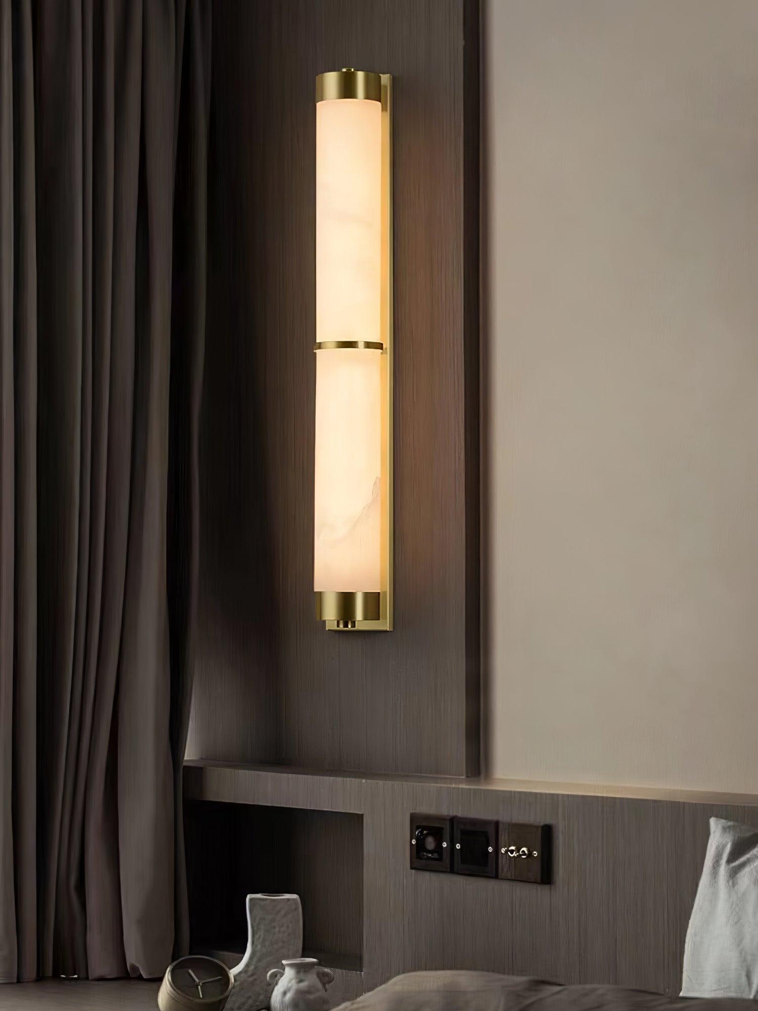 Cylindra Alabaster Brass Wall Light - Cueteks
