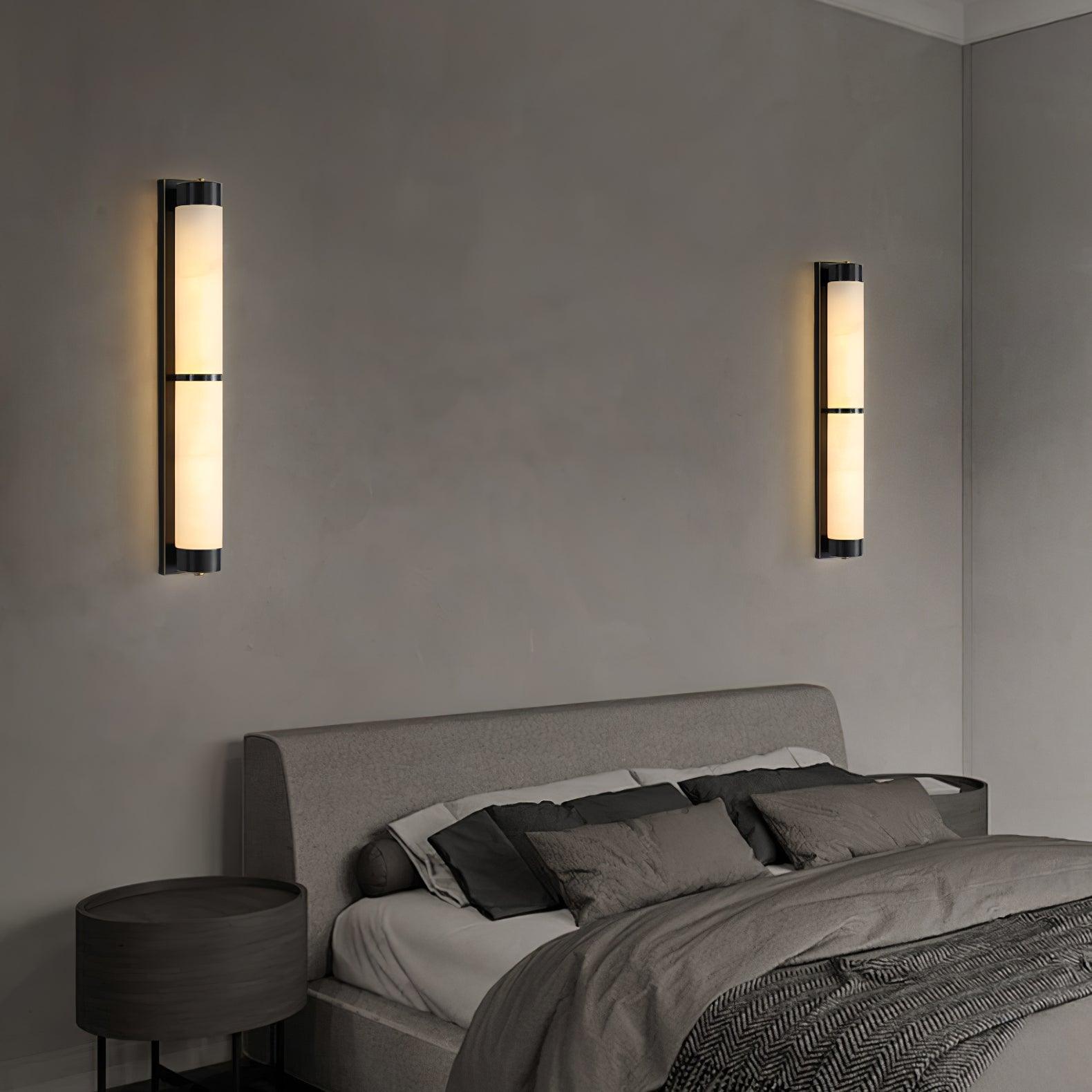 Cylindra Alabaster Brass Wall Light - Cueteks