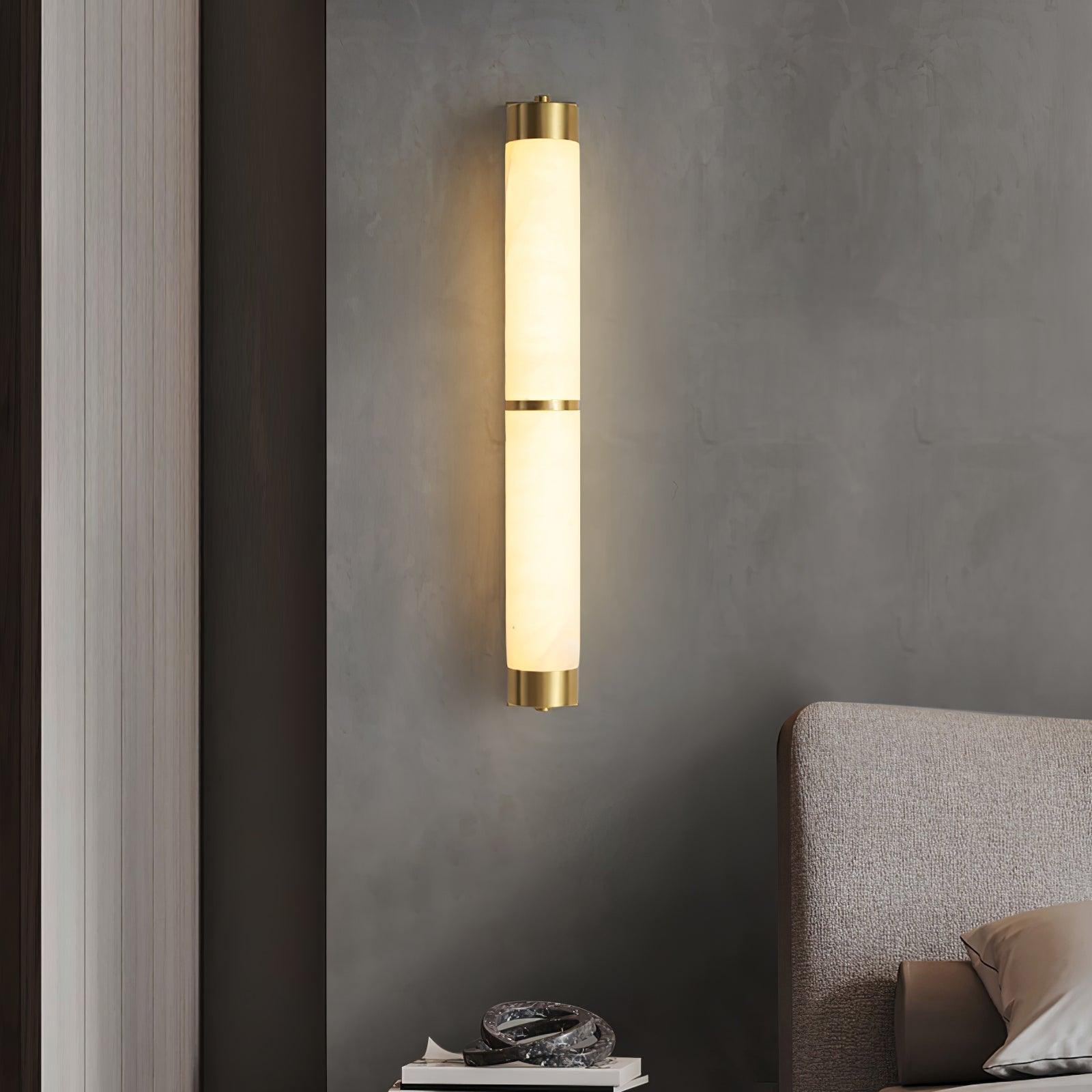 Cylindra Alabaster Brass Wall Light - Cueteks