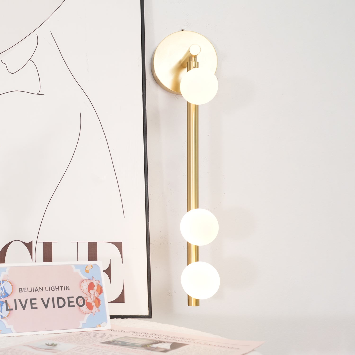 Brass Glass Tube Wall Lamp - Cueteks