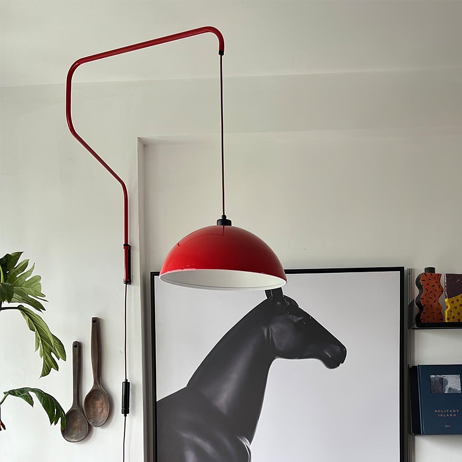 Angular red arm above a horse picture