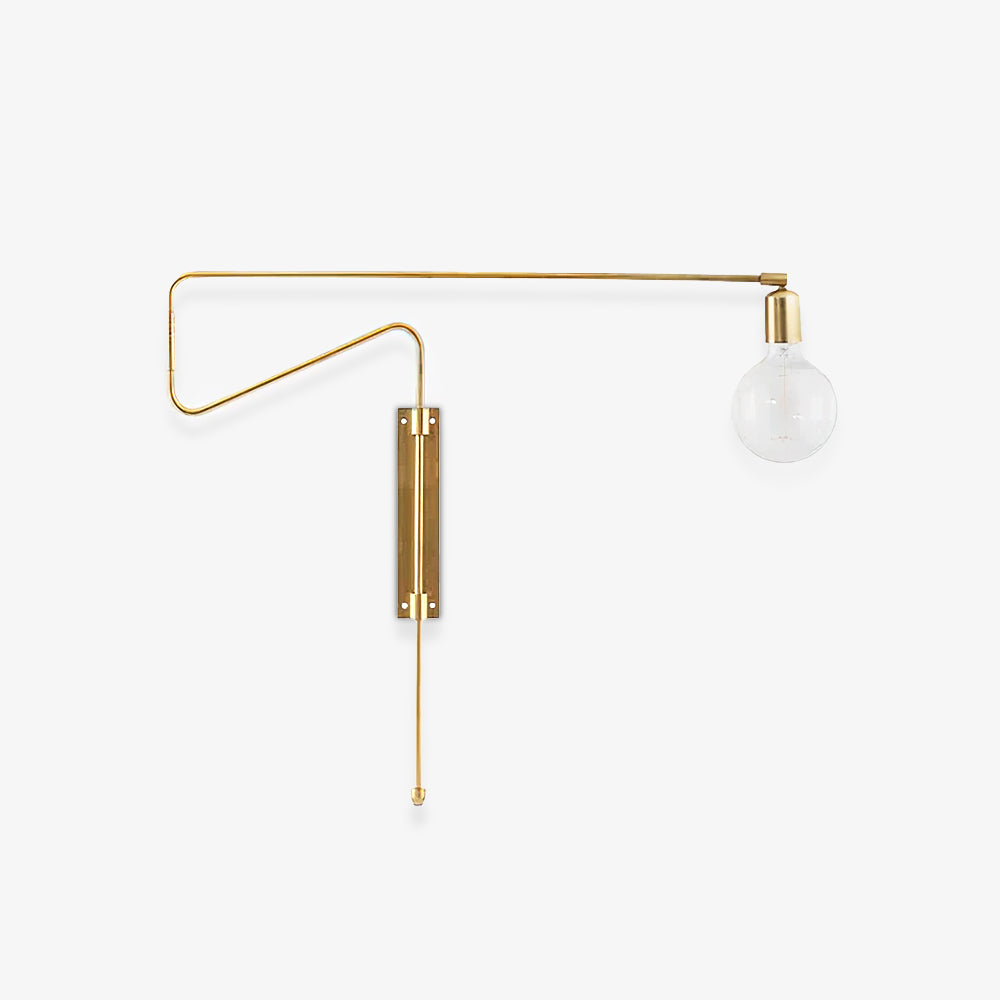 Brass curved arm with bulb at its outer tip