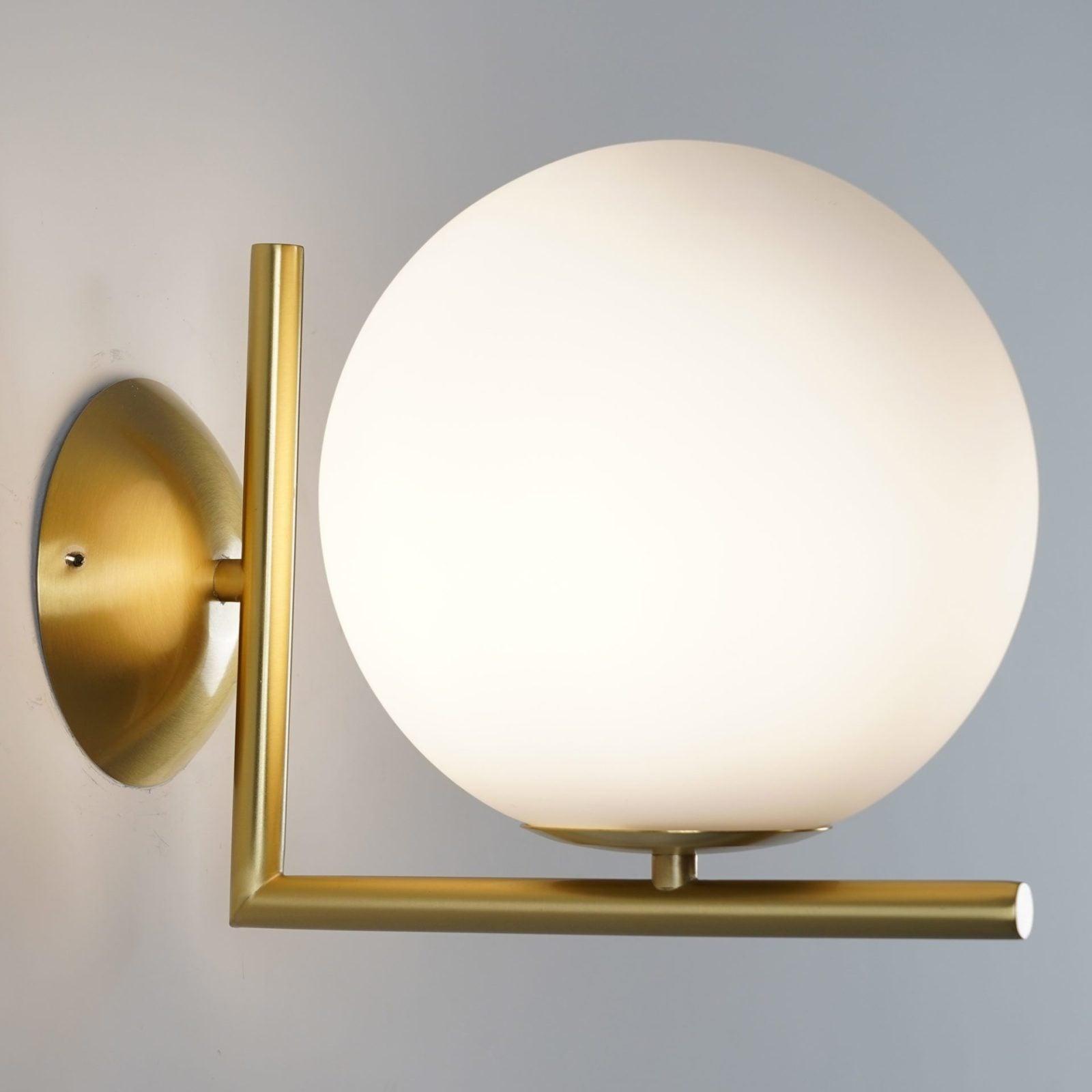 Opal glass globe wall light
